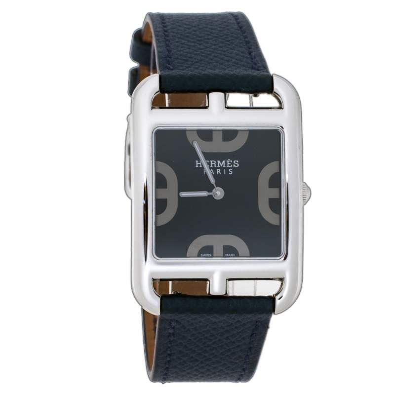 مملوكة مسبقًا ساعة يد نسائية هيرمس "كاب كود سي سي3.710" جلد و ستانلس ستيل زرقاء 29 مم