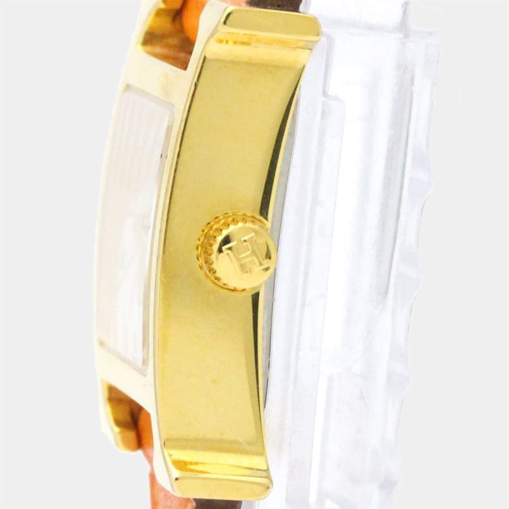 Louis Vuitton White Shell 18k Yellow Gold Tambour Q132L Quartz