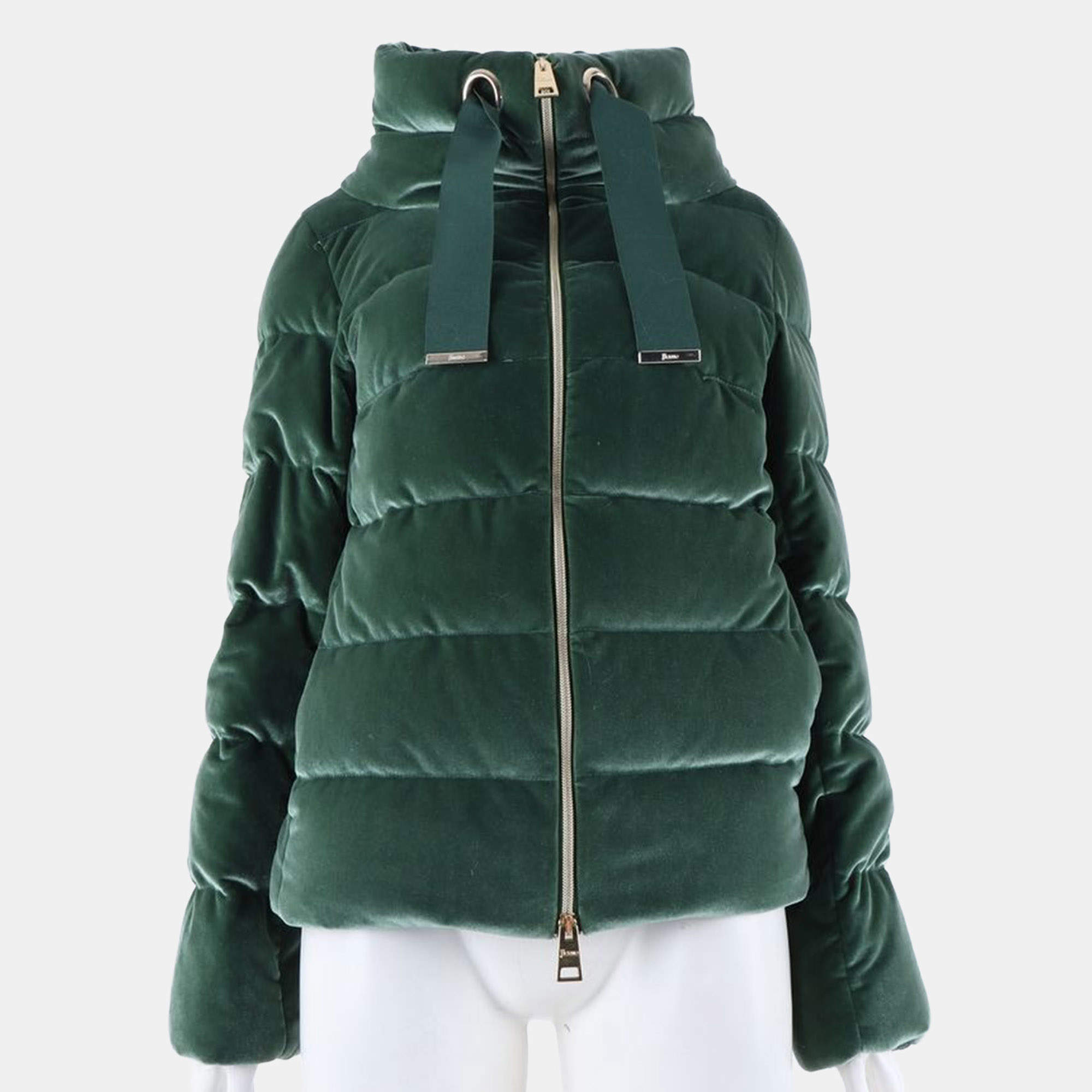 Pre Owned Herno Green Velvet Padded Jumper