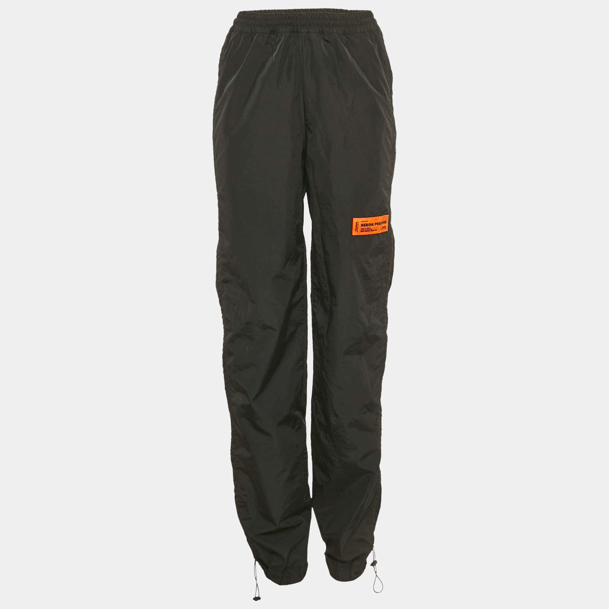 Heron Preston Black Nylon Print Coulisse Pants S