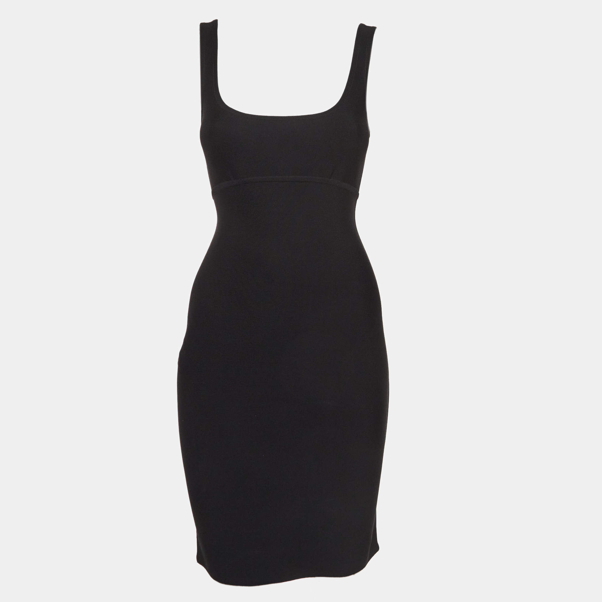 Herve L Leroux Vintage Black Stretch Knit Sleeveless Bodycon Dress S