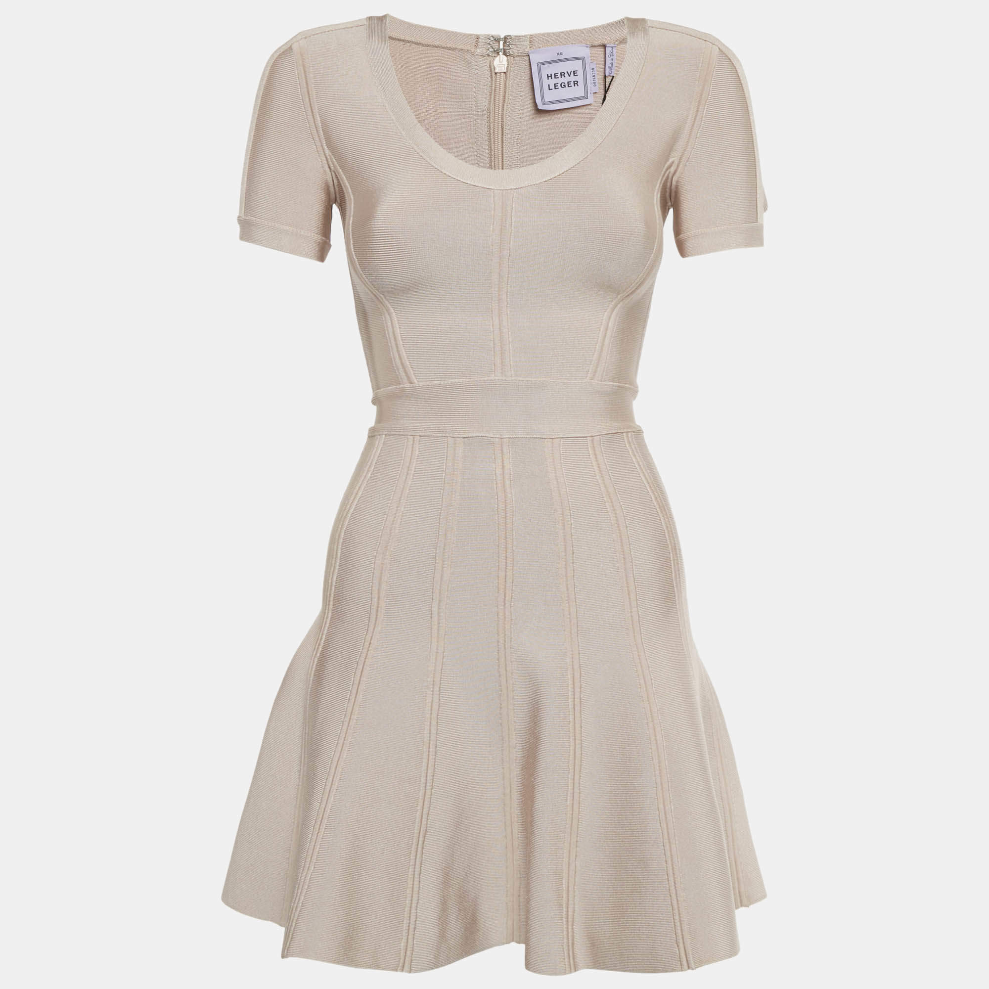 مملوكة مسبقًا Herve Leger Pink Stretch Knit Trish Mini Dress XS