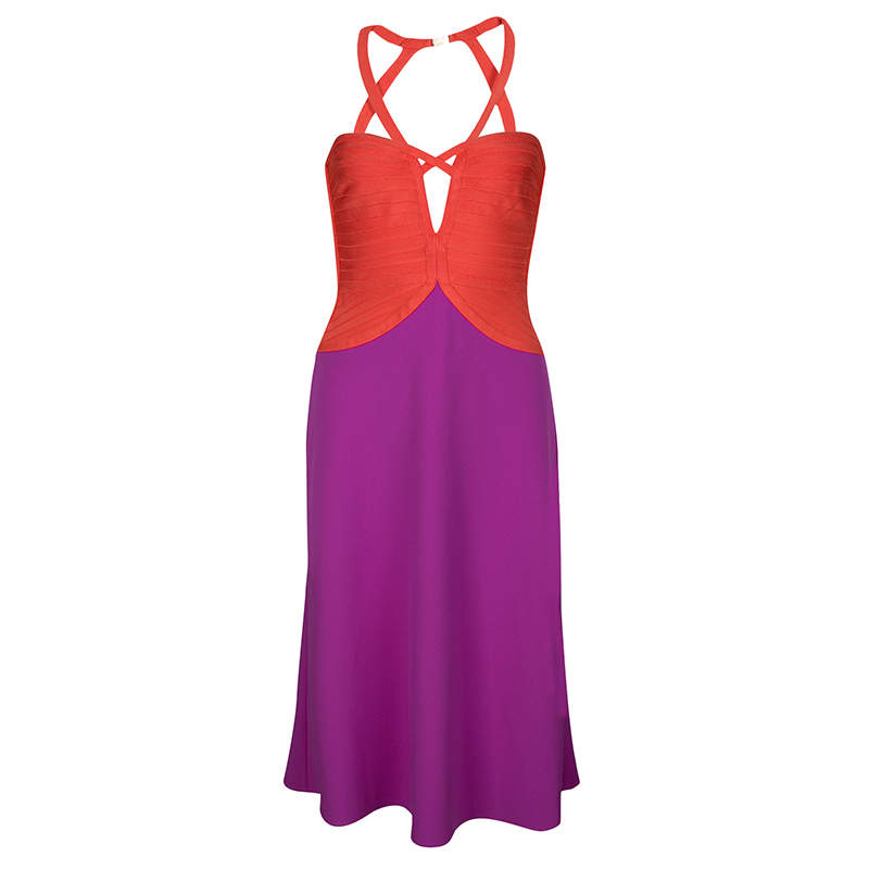 Herve Leger Color Block Cutout Detail Sleeveless Emmaline Dress S