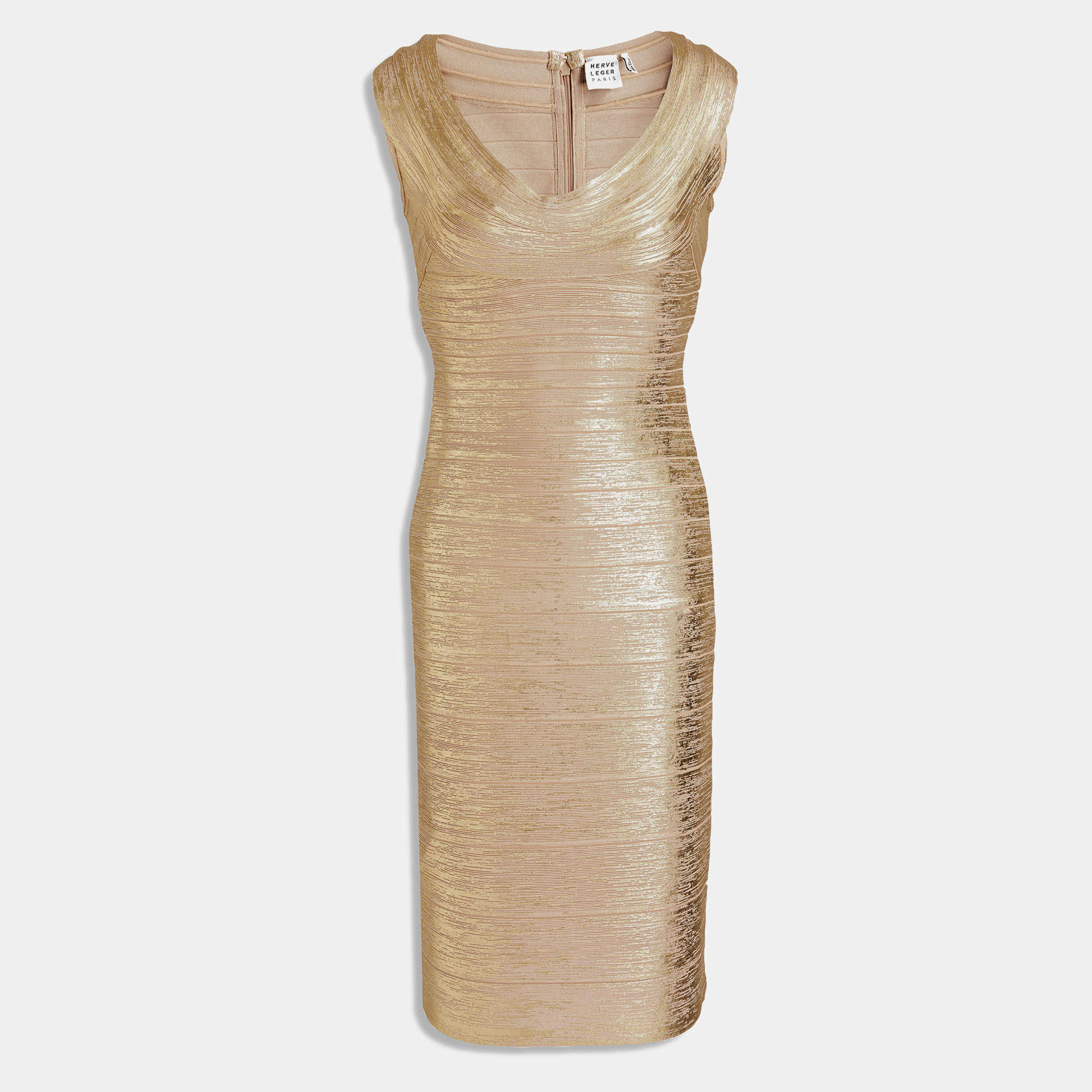 Pre Owned Herve Leger Rayon Knee Length Dress XL