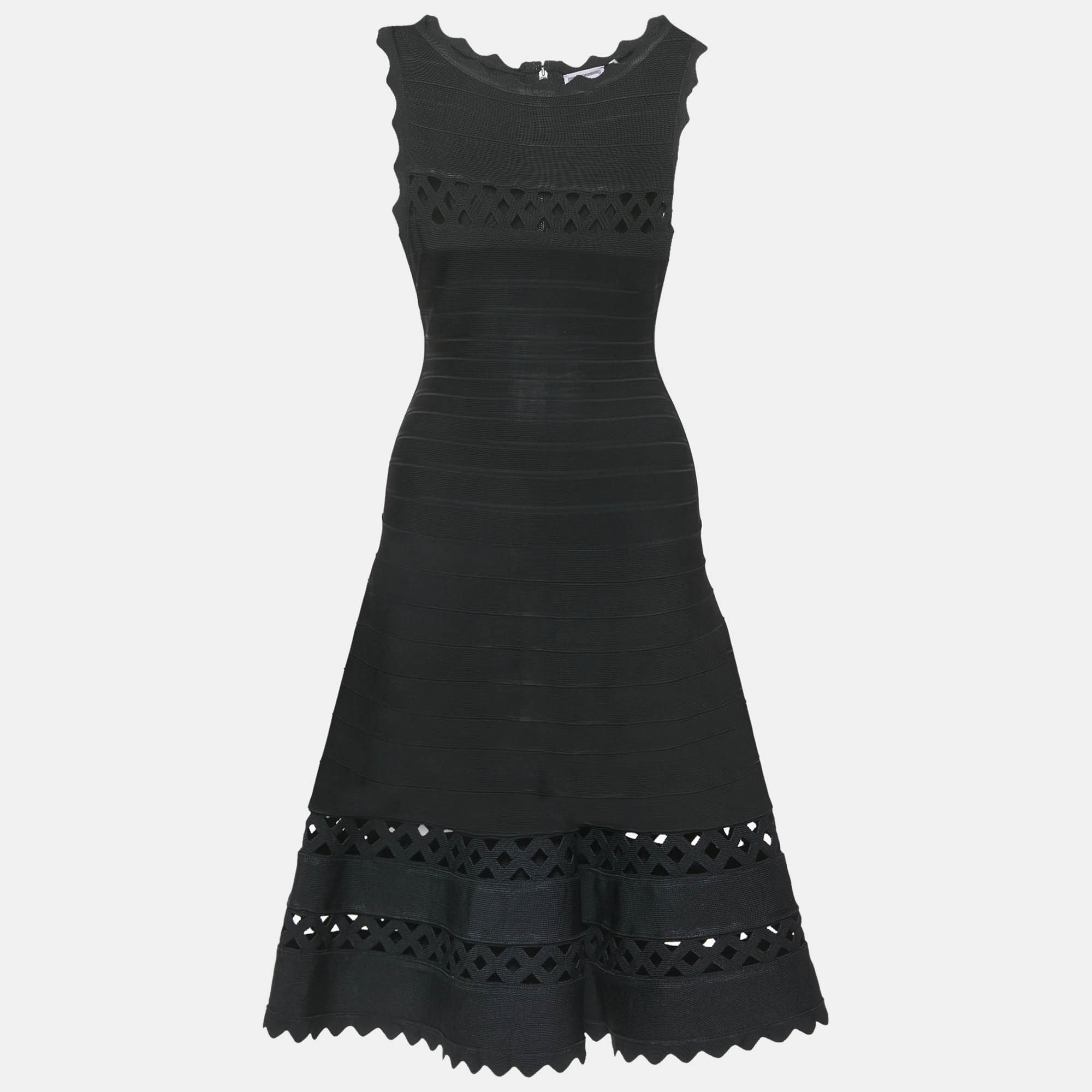 Herve Leger Black Knit Sleeveless Audrina Bandage Dress S