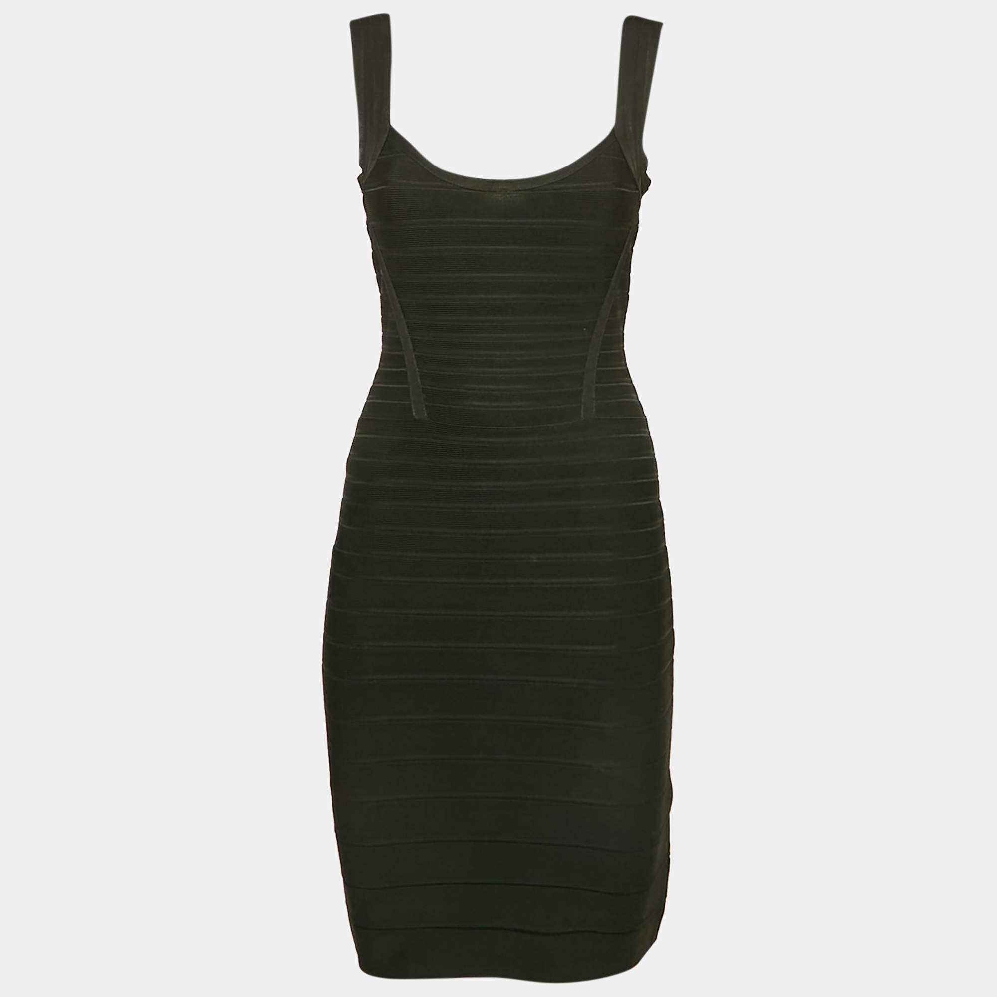 Herve Leger Black Knit Sleeveless Bandage Dress S