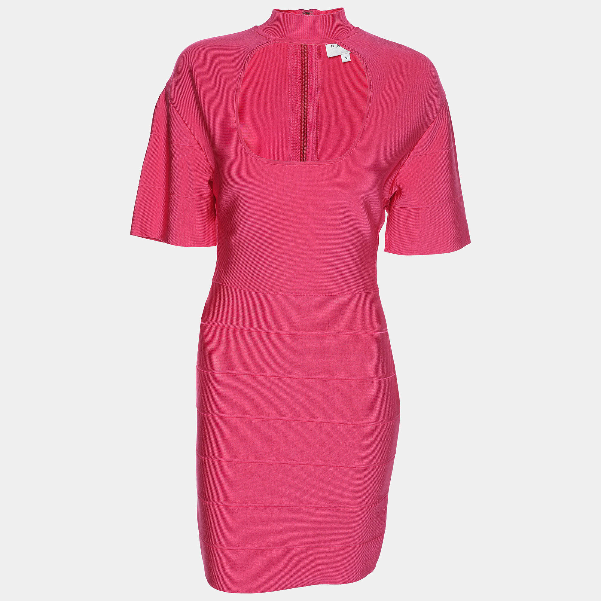 Herve Leger Pink Bandage Knit Cutout Bodycon Dress S