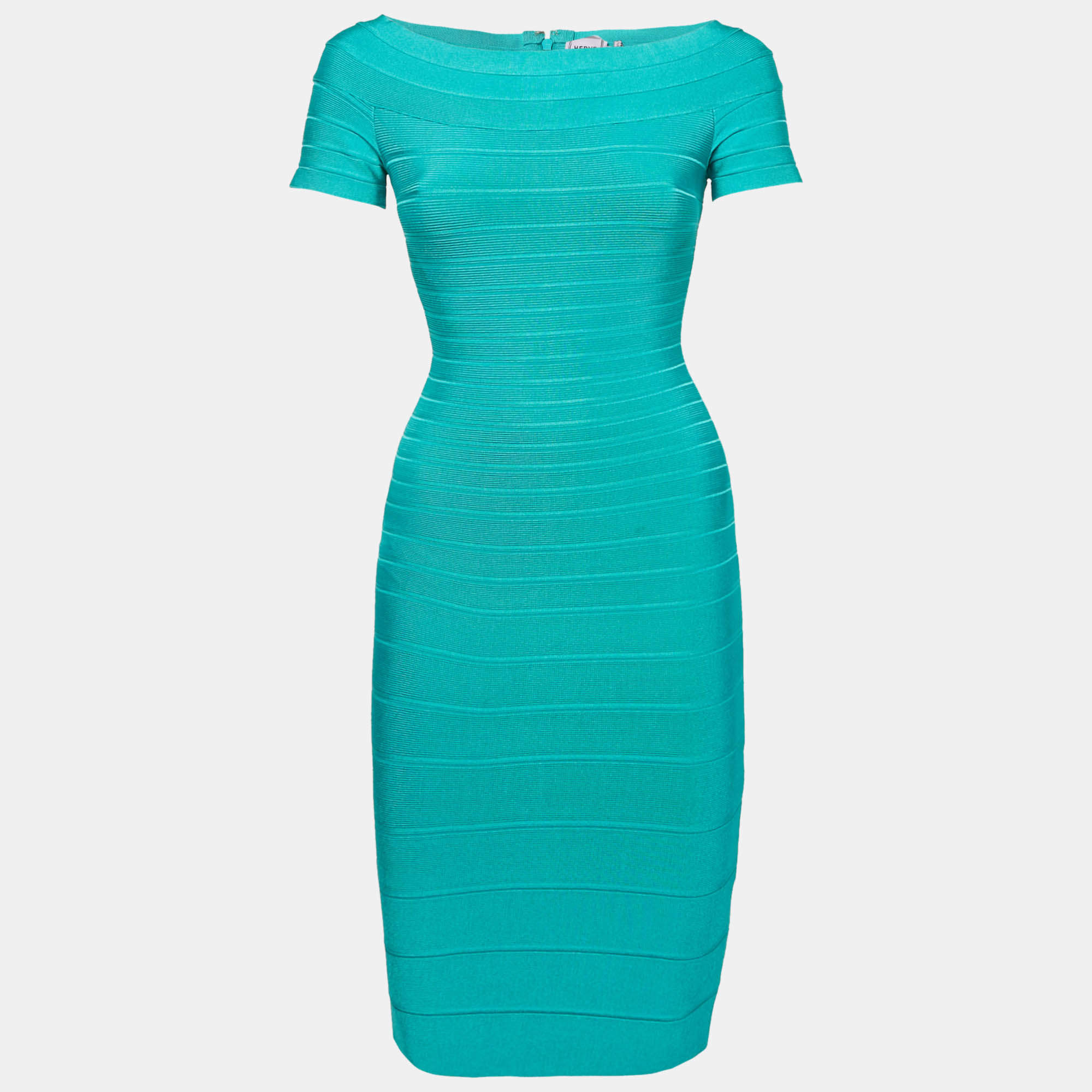 Hervé Léger  Blue Knit Bandage Carmen Mini Dress XS