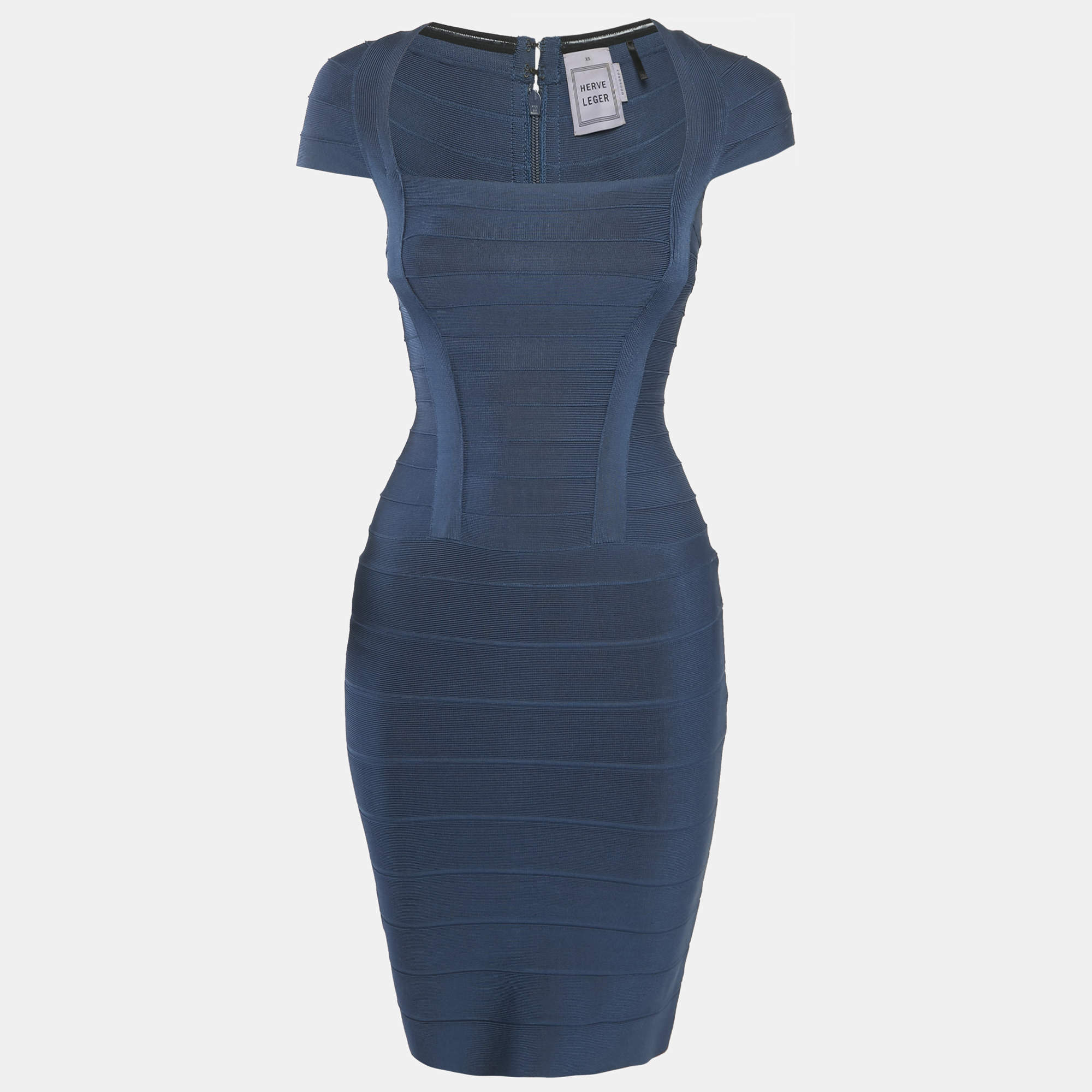 Herve Leger China Blue Bandage Mini Dress XS 
