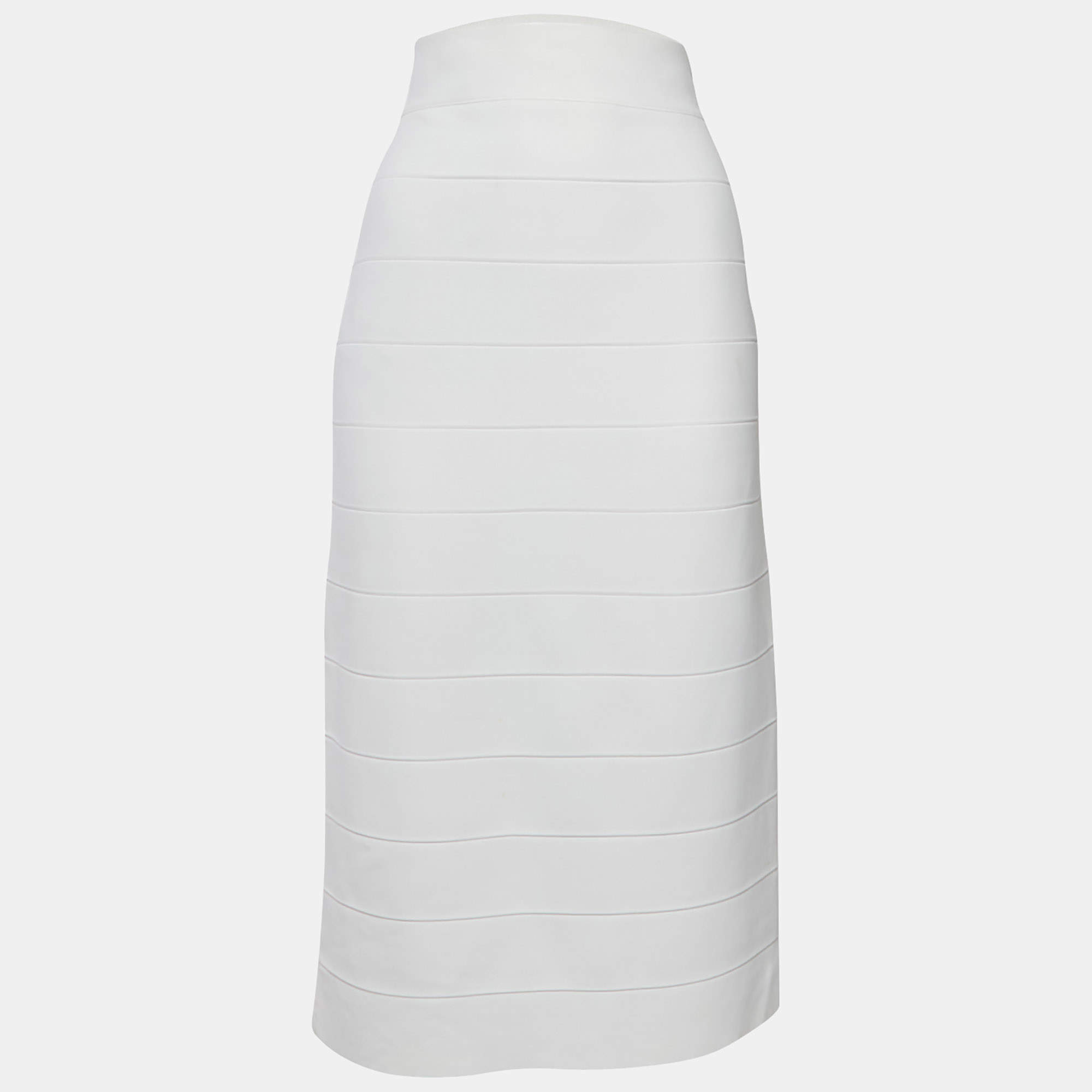 Herve Leger x Julia Restoin Roitfeld White Jersey Midi Skirt L