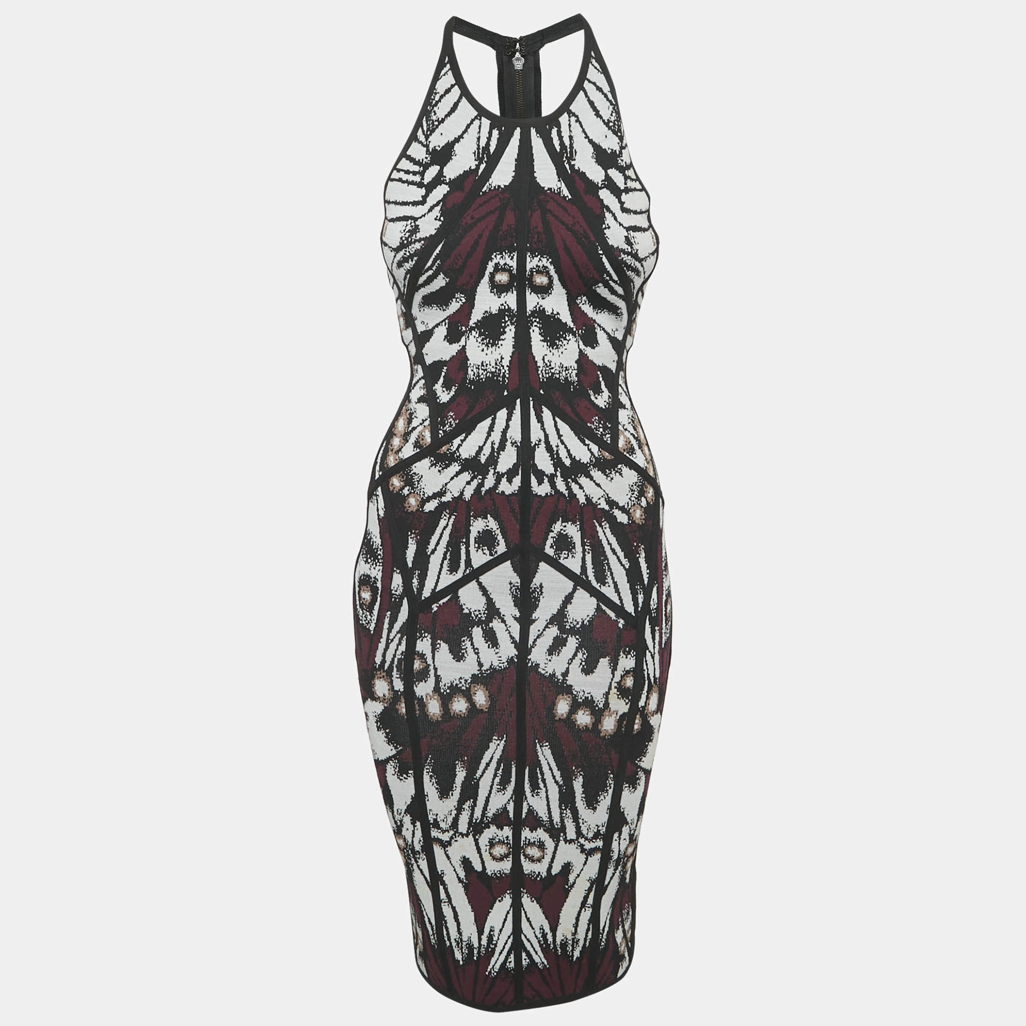 Herve Leger Multicolor Jacquard Knit Jourdan Midi Dress XS