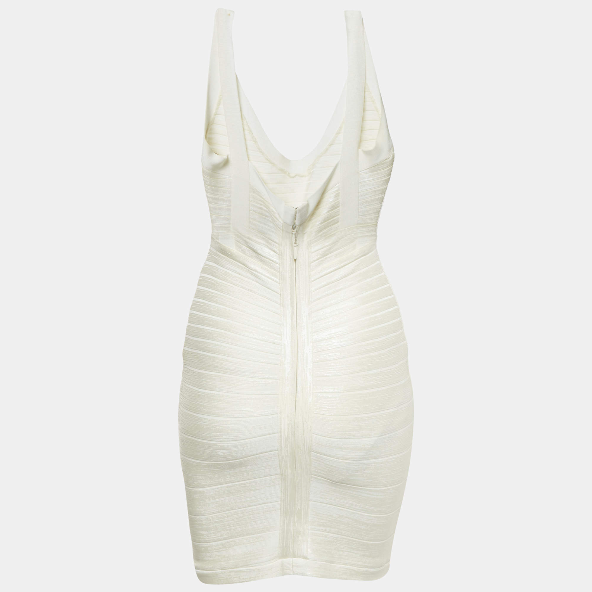 Herve Leger Black/Off White Knit Sleeveless Mini Bandage