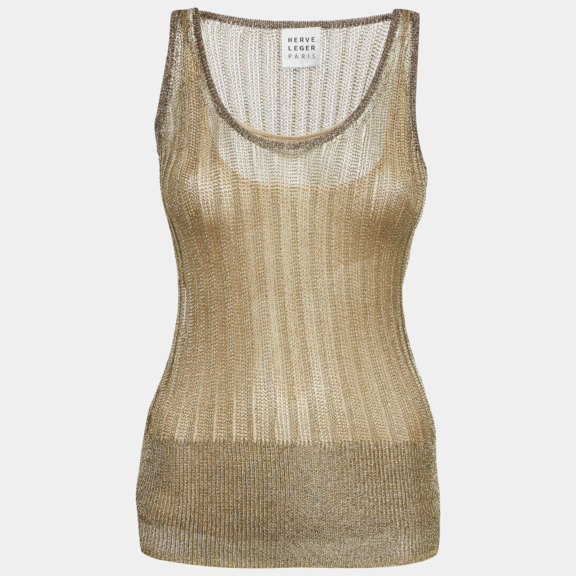 مملوكة مسبقًا Herve Leger Metallic Lurex Knit Tank Top S