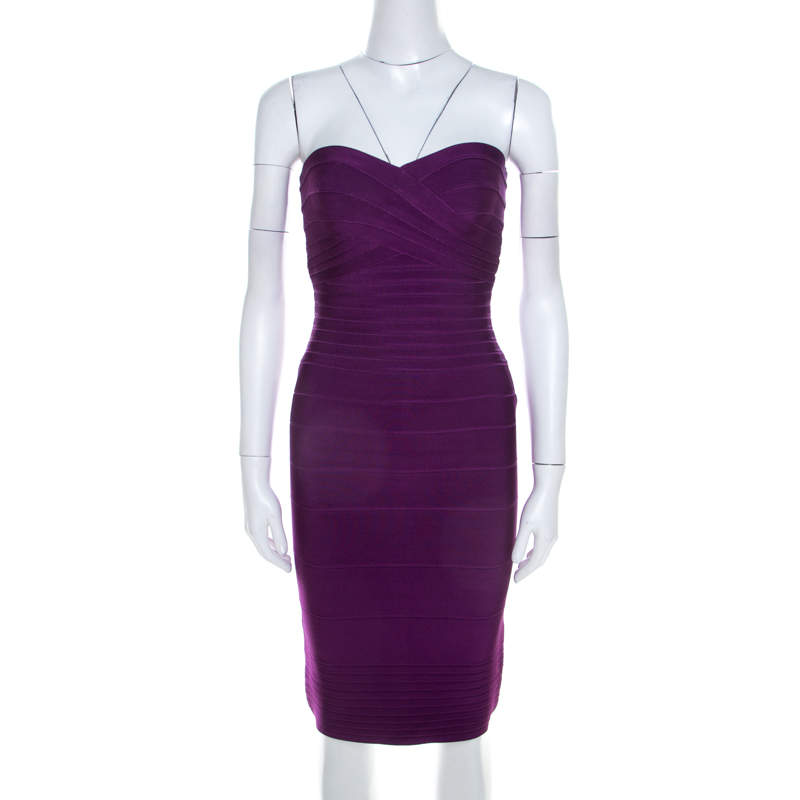 herve leger purple dress