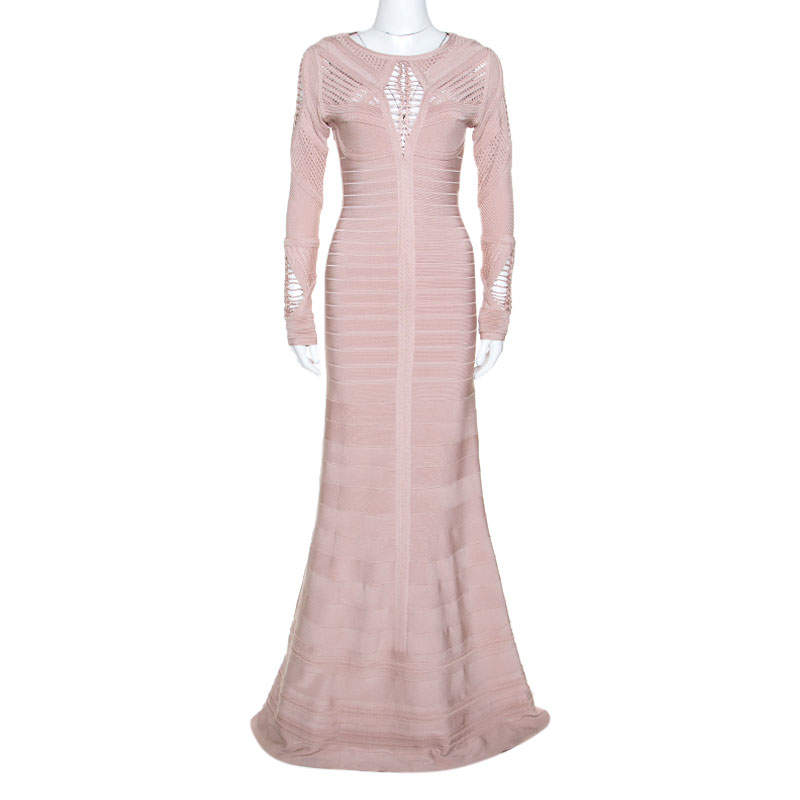 Pre Owned فستان سهرة هيرفي ليجي أوغوستينا كروشيه وردي S