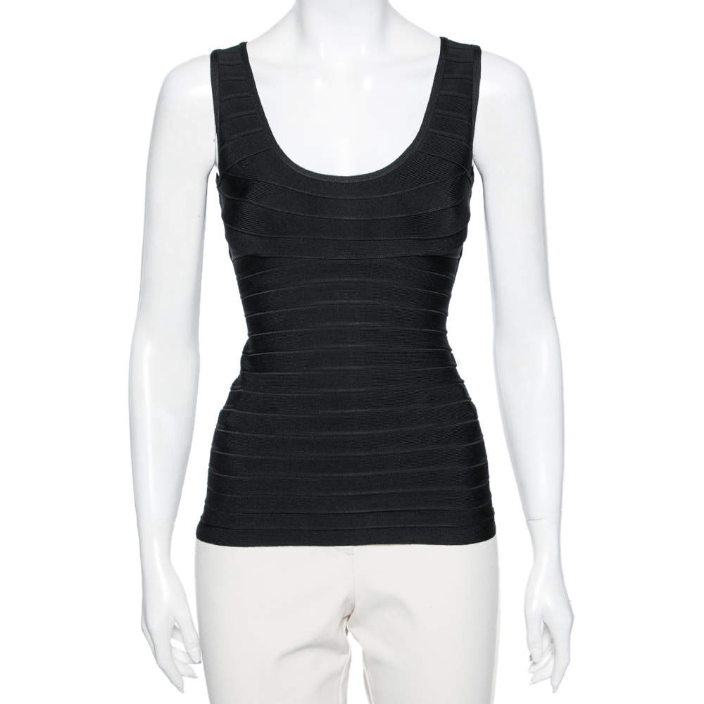 Herve Leger Black Cutout Detail Bandage Top S