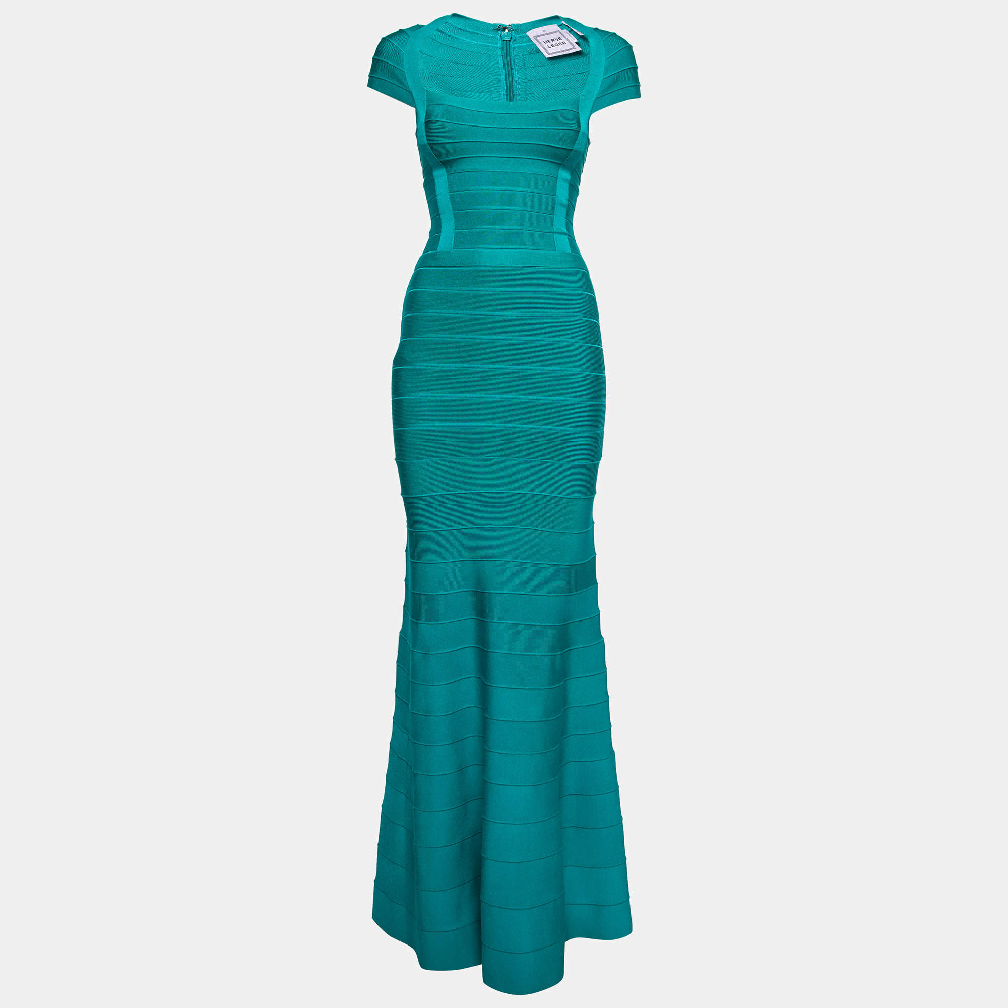Herve Leger Blue Bandage Lora Bodycon Maxi Dress XS