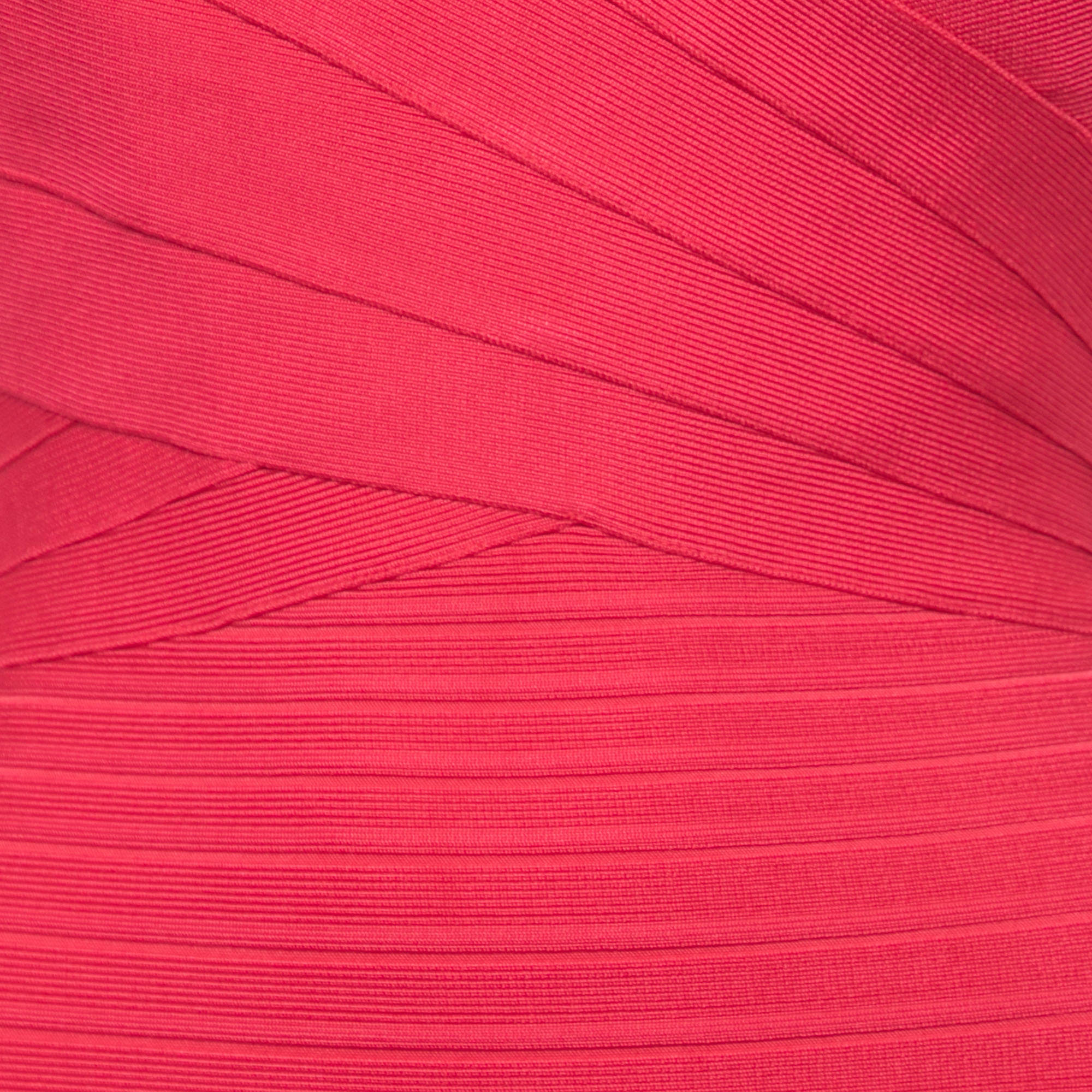Pre Owned Herve Leger Pink Knit Sleeveless Fit & Flare Gown M
