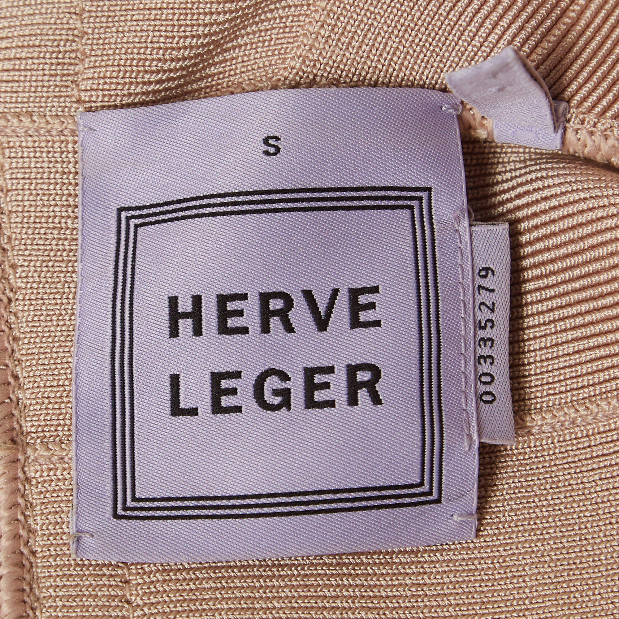 Herve Leger Beige Bandage Knit Off-Shoulder Mini Dress S Herve Leger