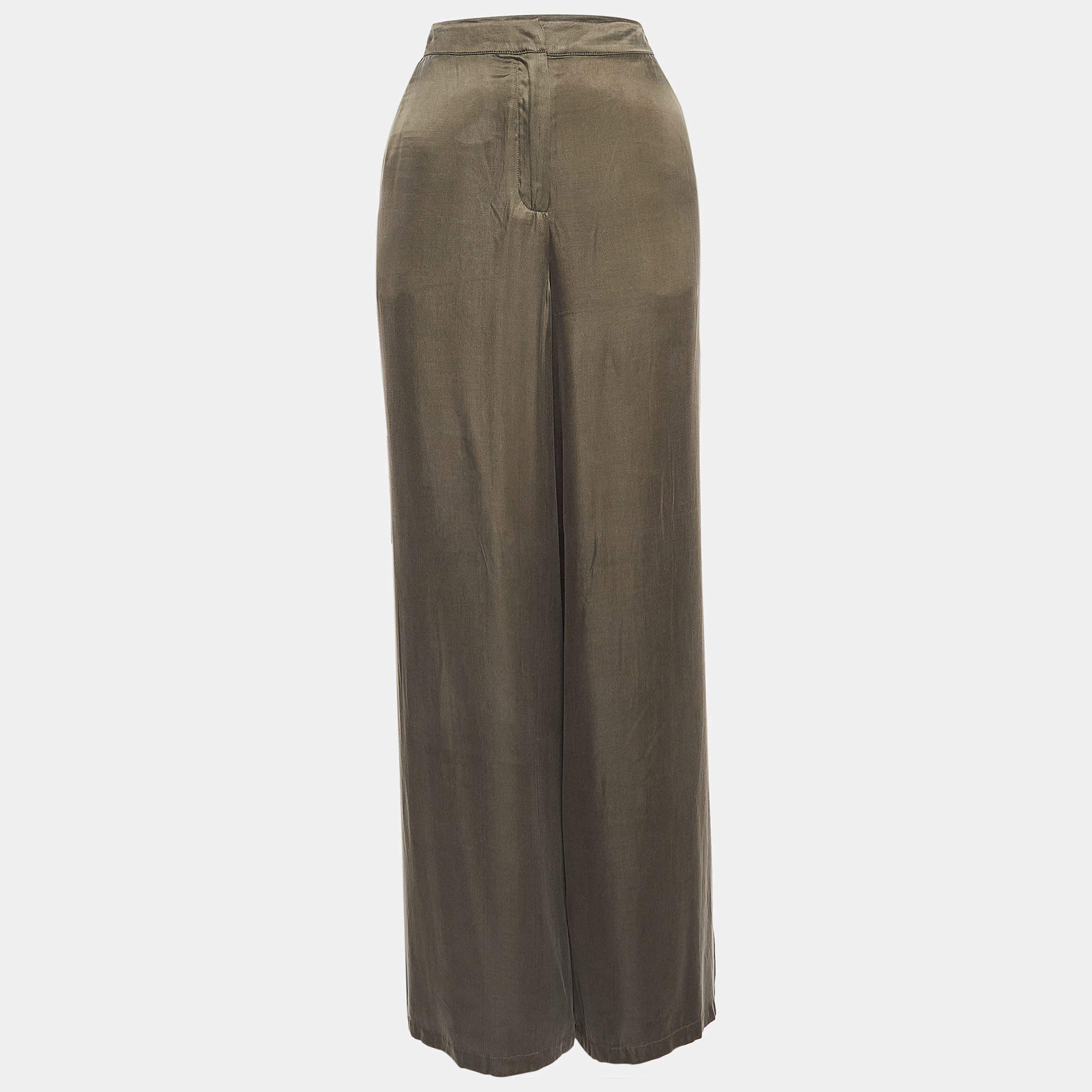House Of Harlow 1960 X Revolve Green Satin Wide Leg Trousers M