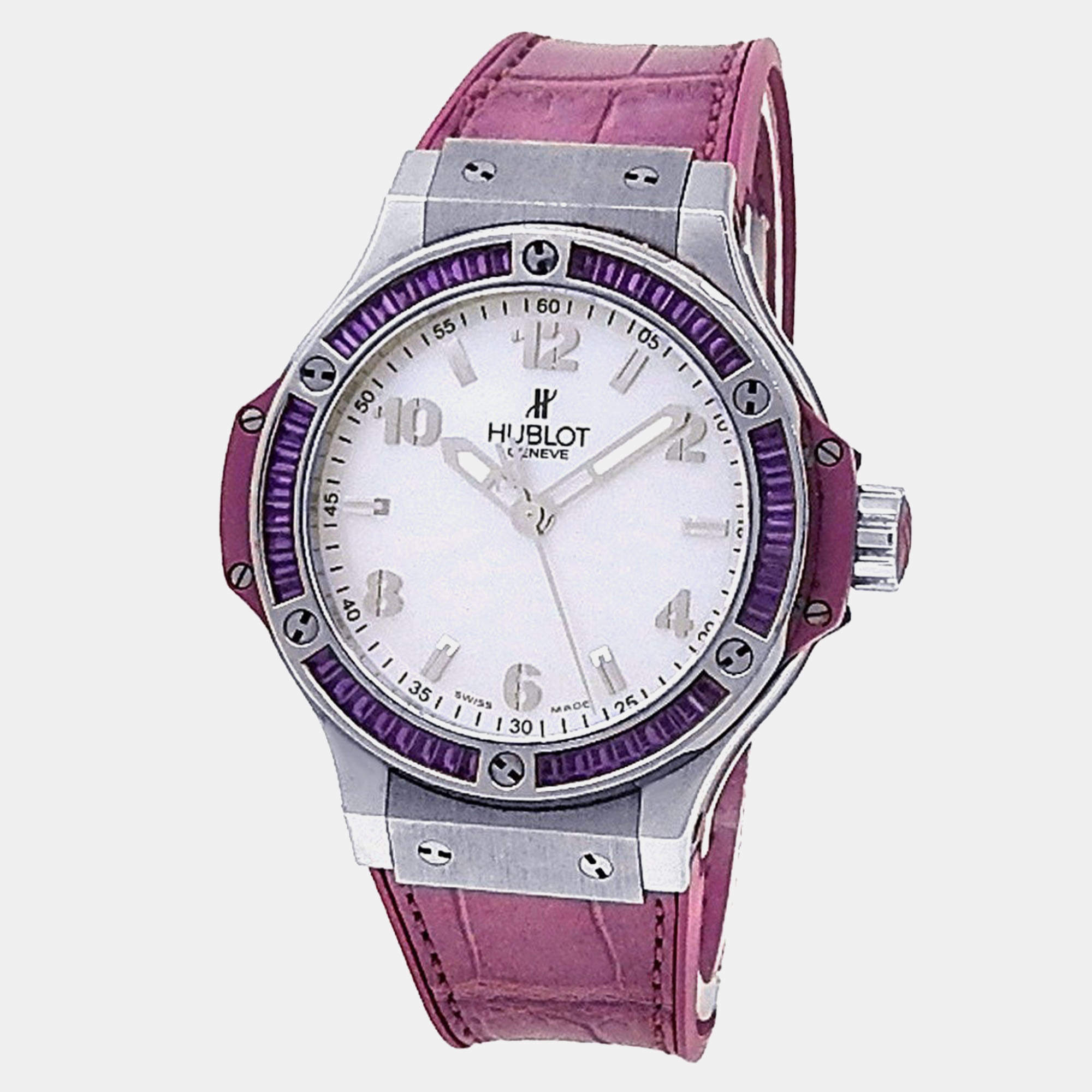 Pre Owned ساعة �يد نسائية هوبلو بيغ بانغ 361.إس في.6010.إل أر.1905 أوتوماتيك لؤلؤة أم ستانلس ستيل 38 مم