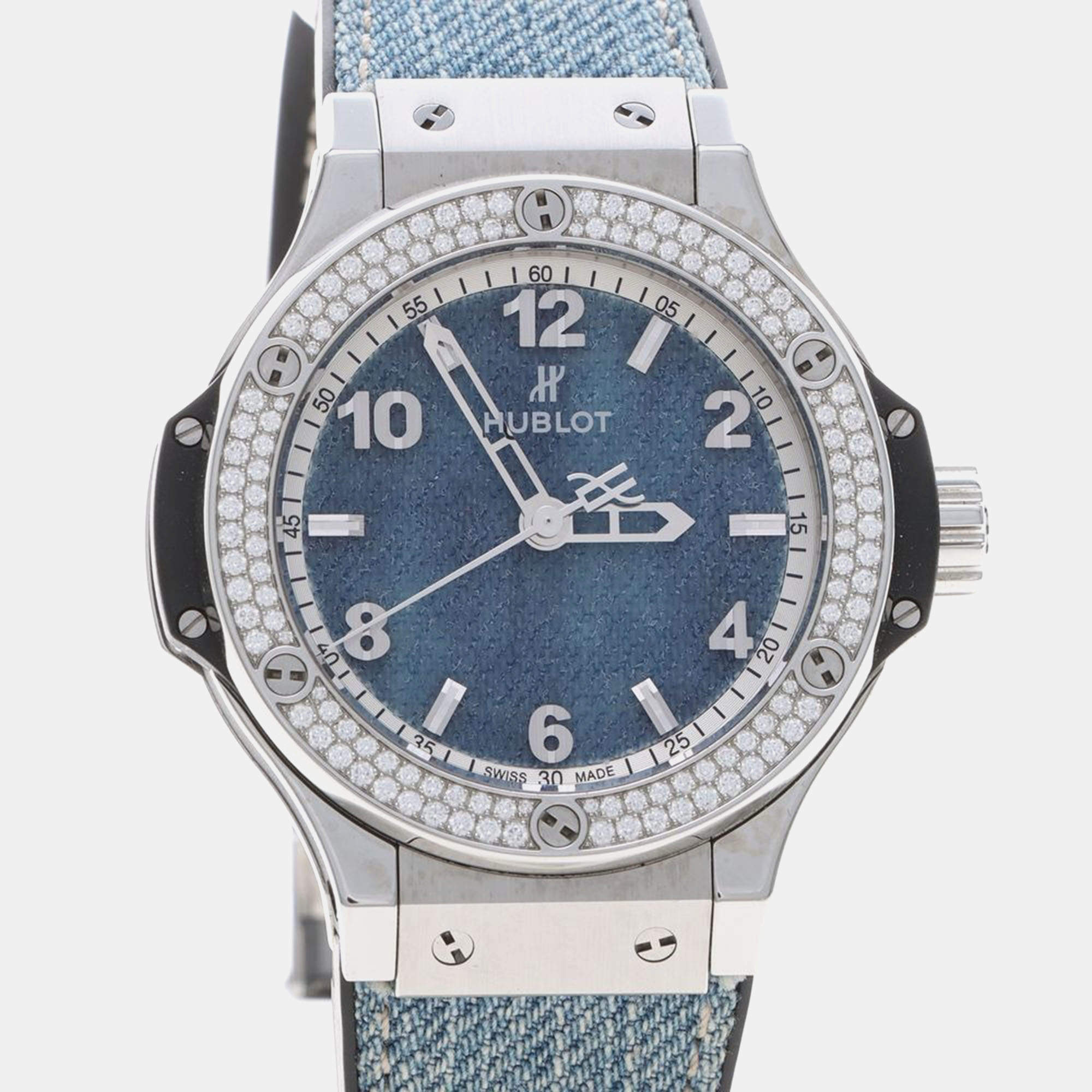 Pre Owned Hublot Big Bang 361.SX.2710.NR.1104.JEANS Quartz Stainless Steel Men's Wristwatch 38 mm