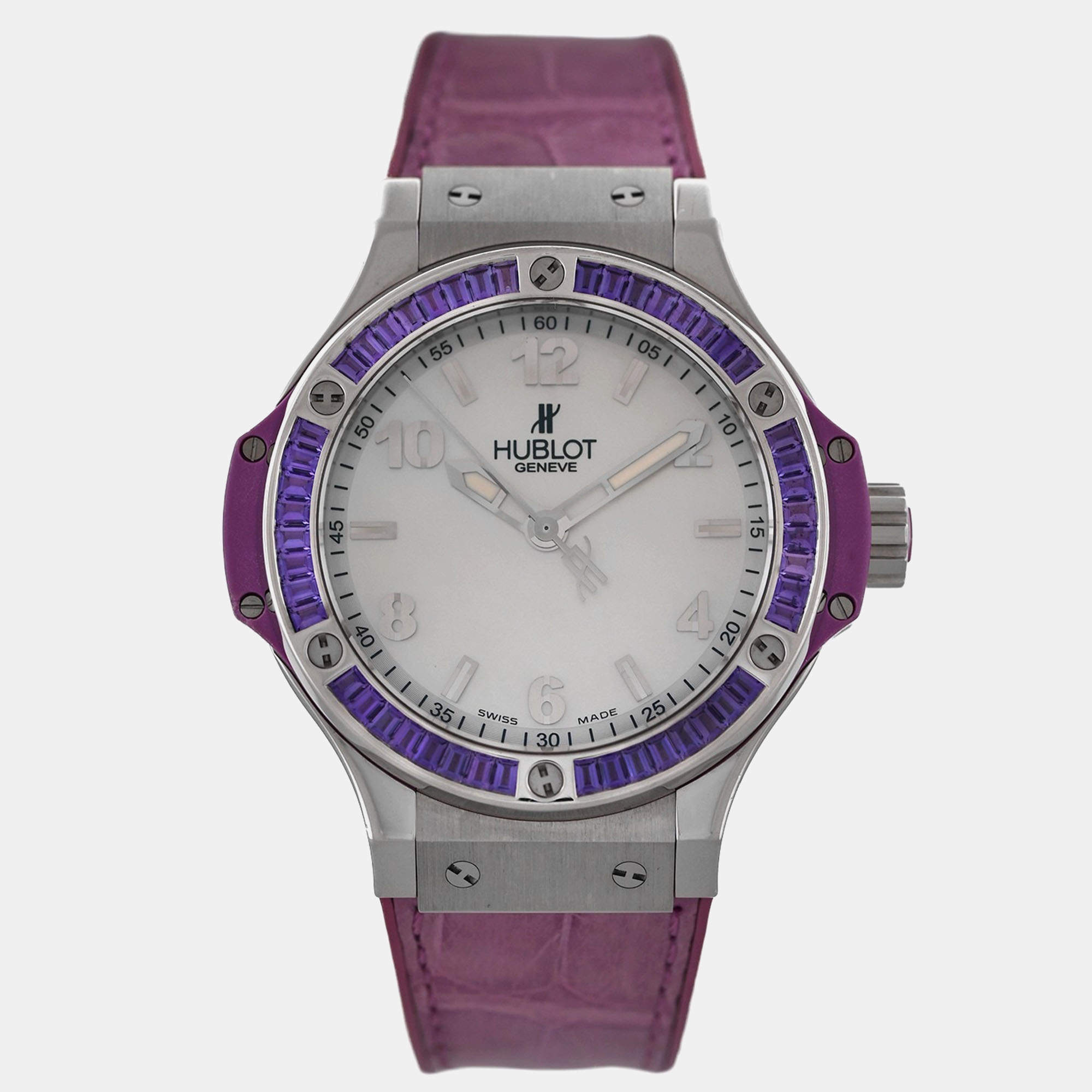 Pre Owned Hublot Big Bang 361.SV.6010.LR.1905 Quartz White Stainless Steel Women's Wristwatch 38 mm