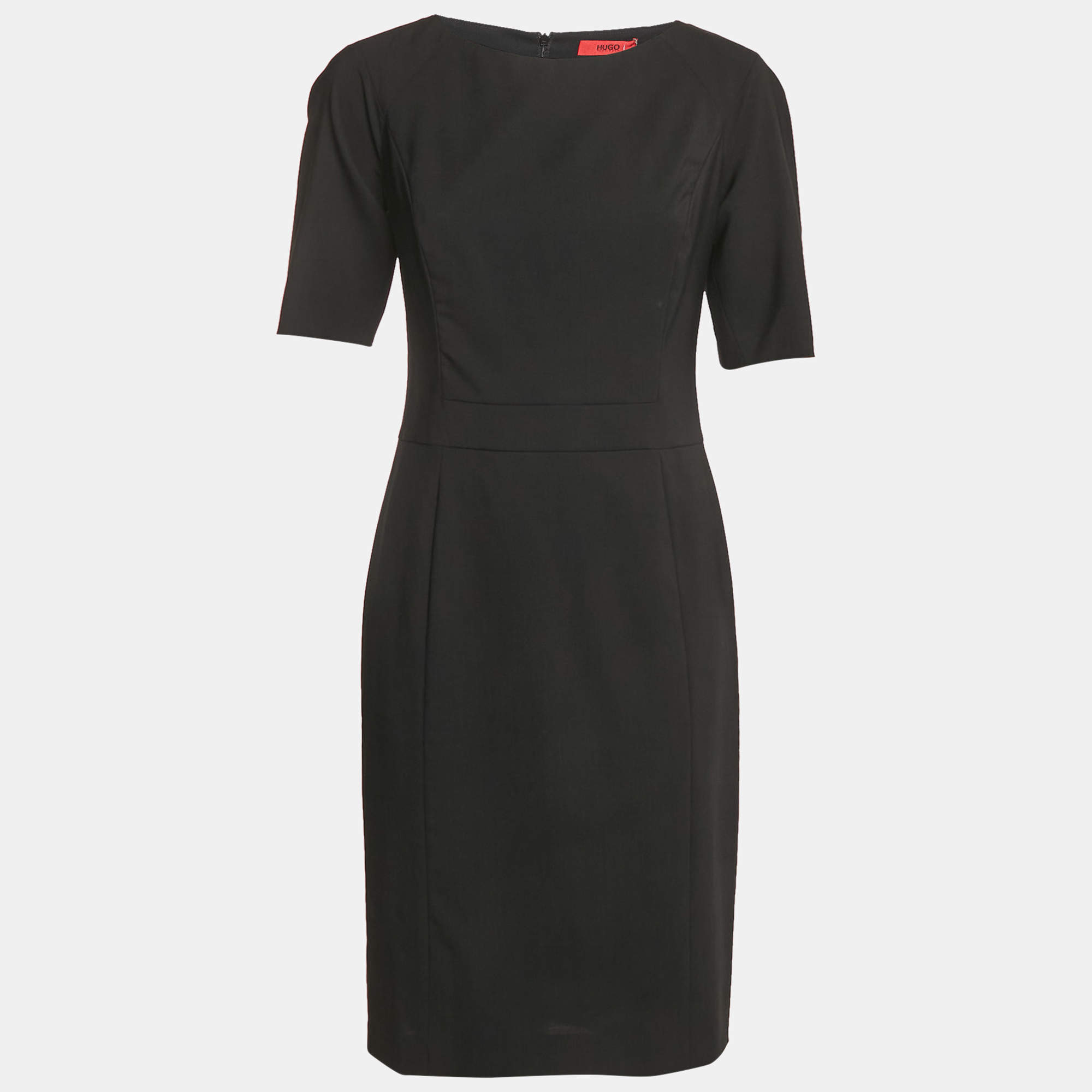 Hugo by Hugo Boss Black Wool Short Sleeve Koletta Dress S