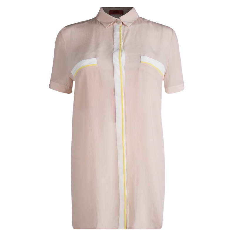 Hugo By Hugo Boss Pastel Pink Silk Button Front Elphie Blouse M