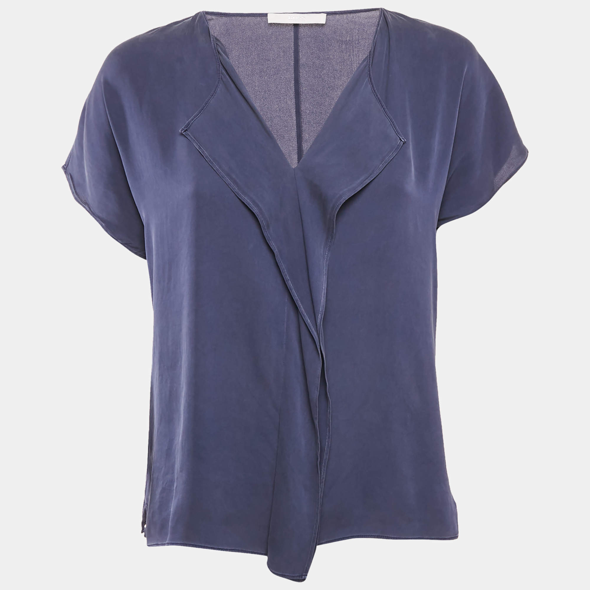 Hugo Boss Blue Silk Loose Fit Top S