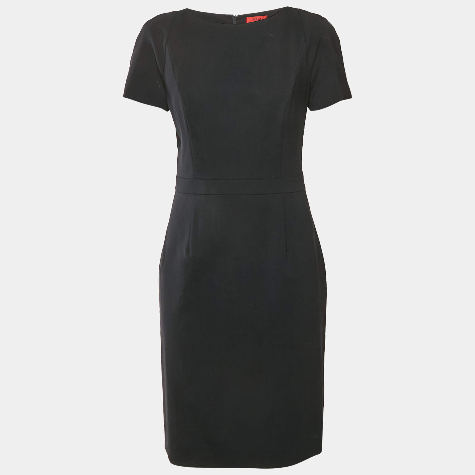 Pre Owned Hugo Boss Navy Blue Wool Short Dress M