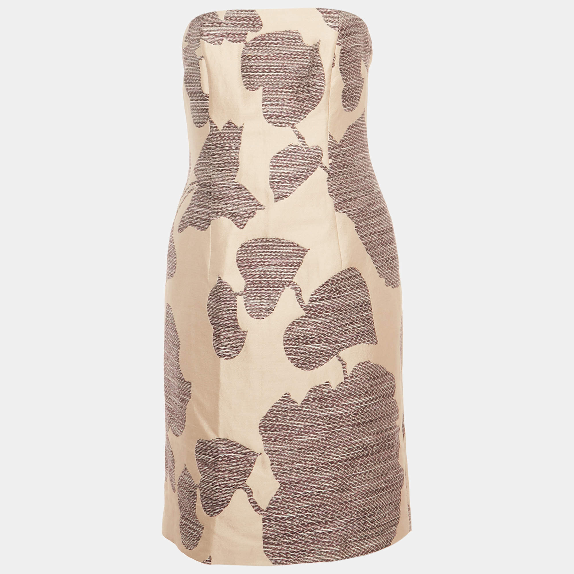 مملوكة مسبقًا فستان هوغو بوس بيج / بورجوندي بحمالات صغيرة ميني بحياكة متوسط