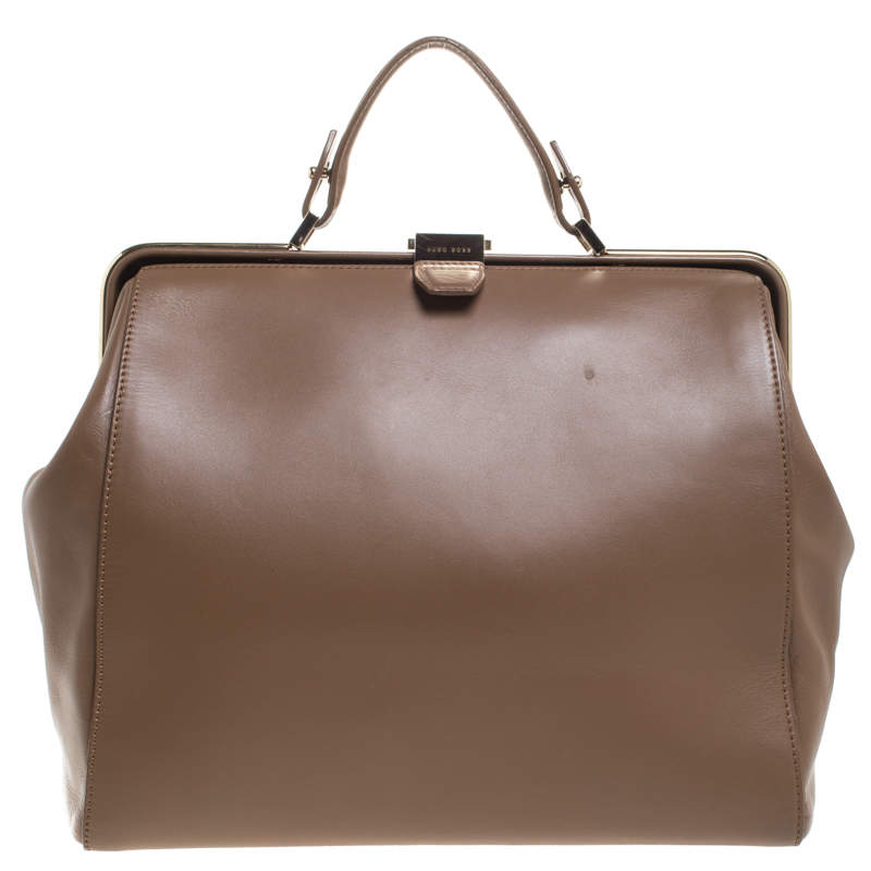 Hugo Boss Brown Leather Romy Top Handle Bag