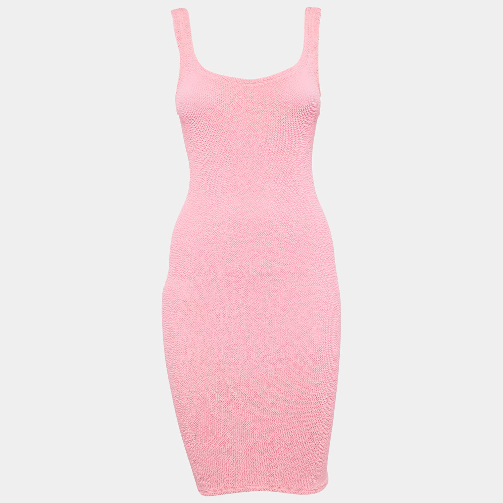 مملوكة مسبقًا Hunza G Pink Textured Jersey Tank Top S