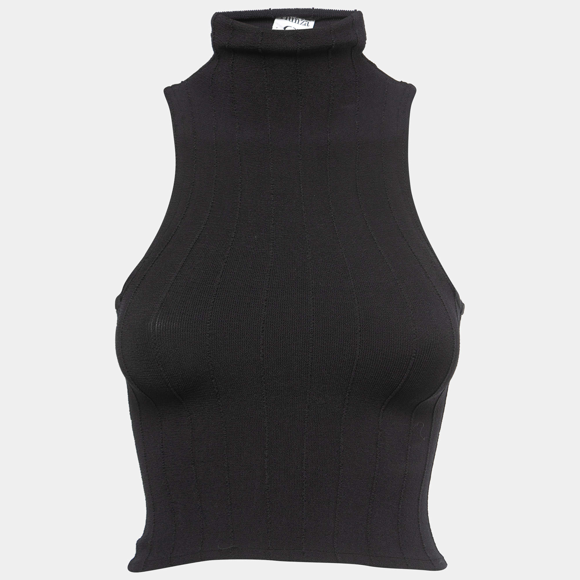 مملوكة مسبقًا Hunza G Black Stretch Knit Halter Neck Top One Size