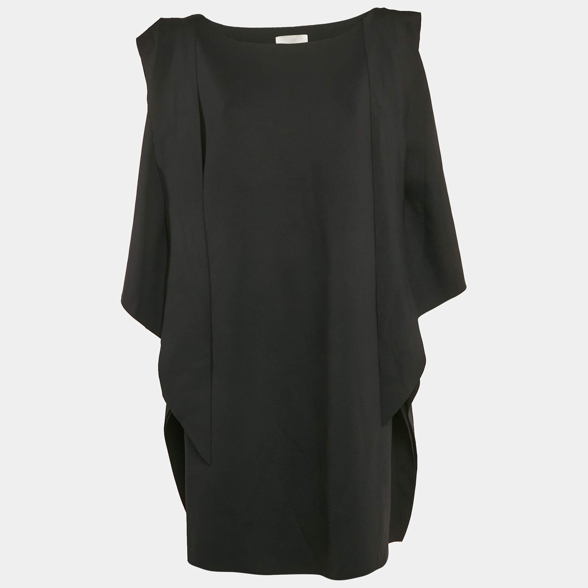 INGIE Paris Black Jersey Shoulder Tie-Up Detail Jeruni Mini Dress XL