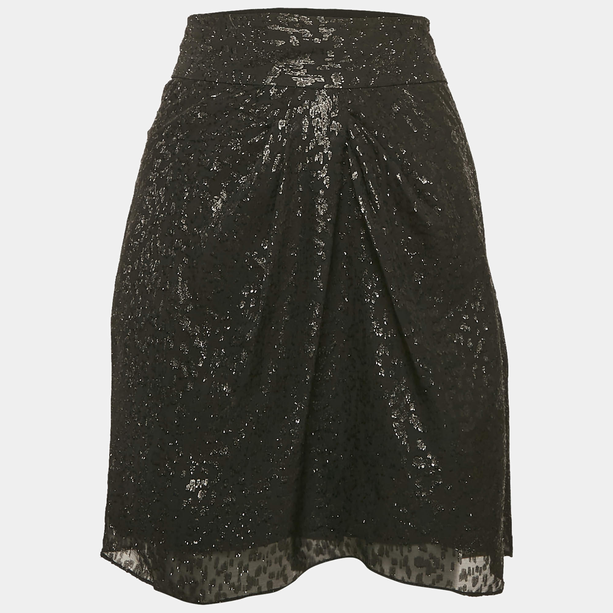 IRO Black Lurex Silk Mini Skirt M