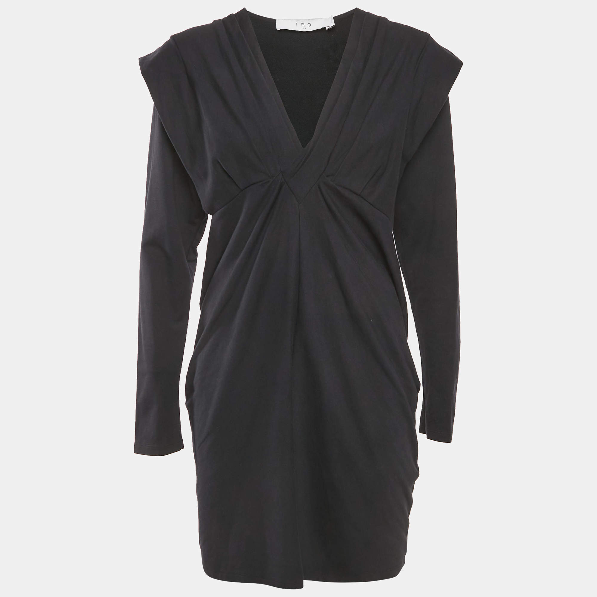 Pre Owned IRO Black Cotton Knit V-Neck Emylie Mini Dress M