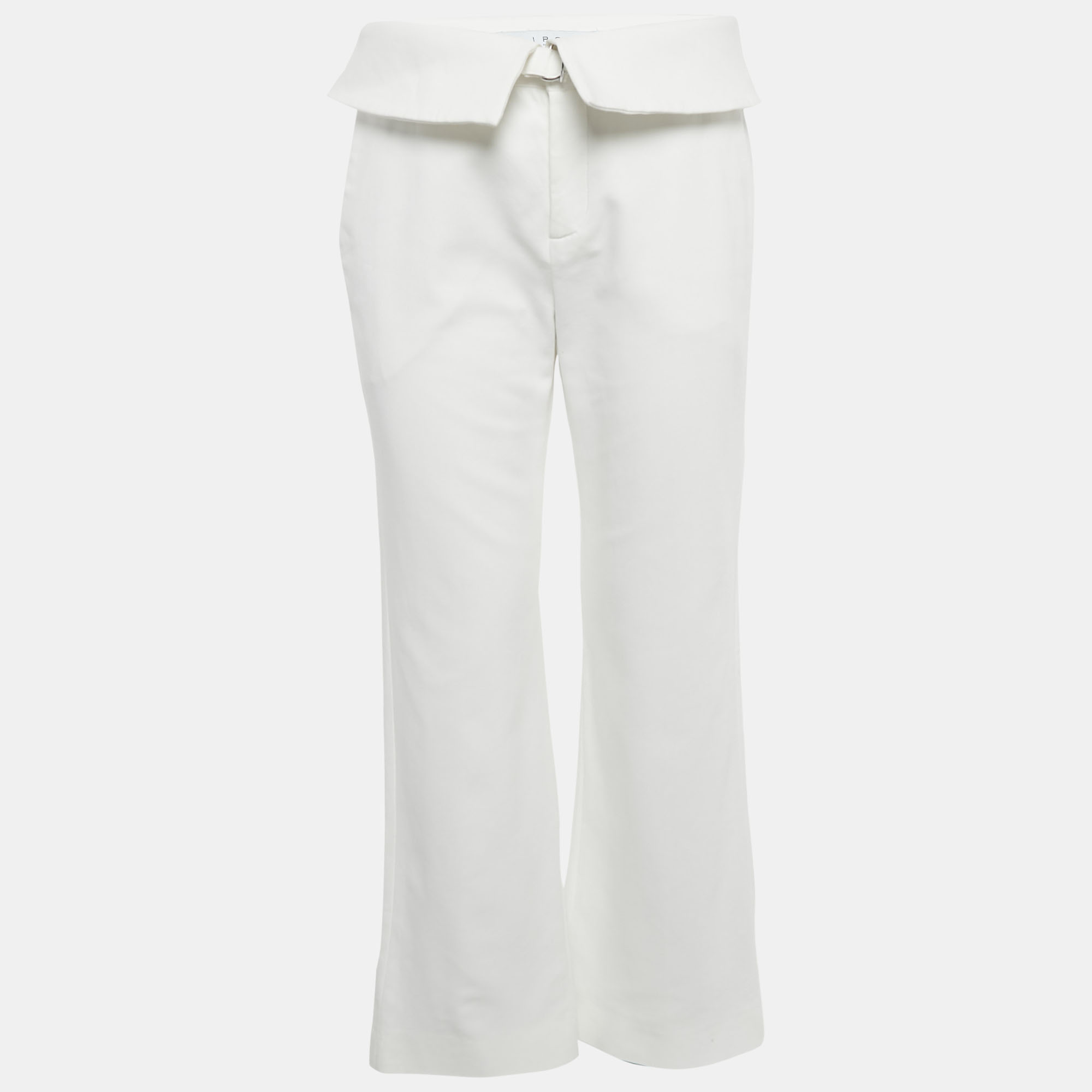 Pre Owned IRO White Cotton Folded Waist Trousers M