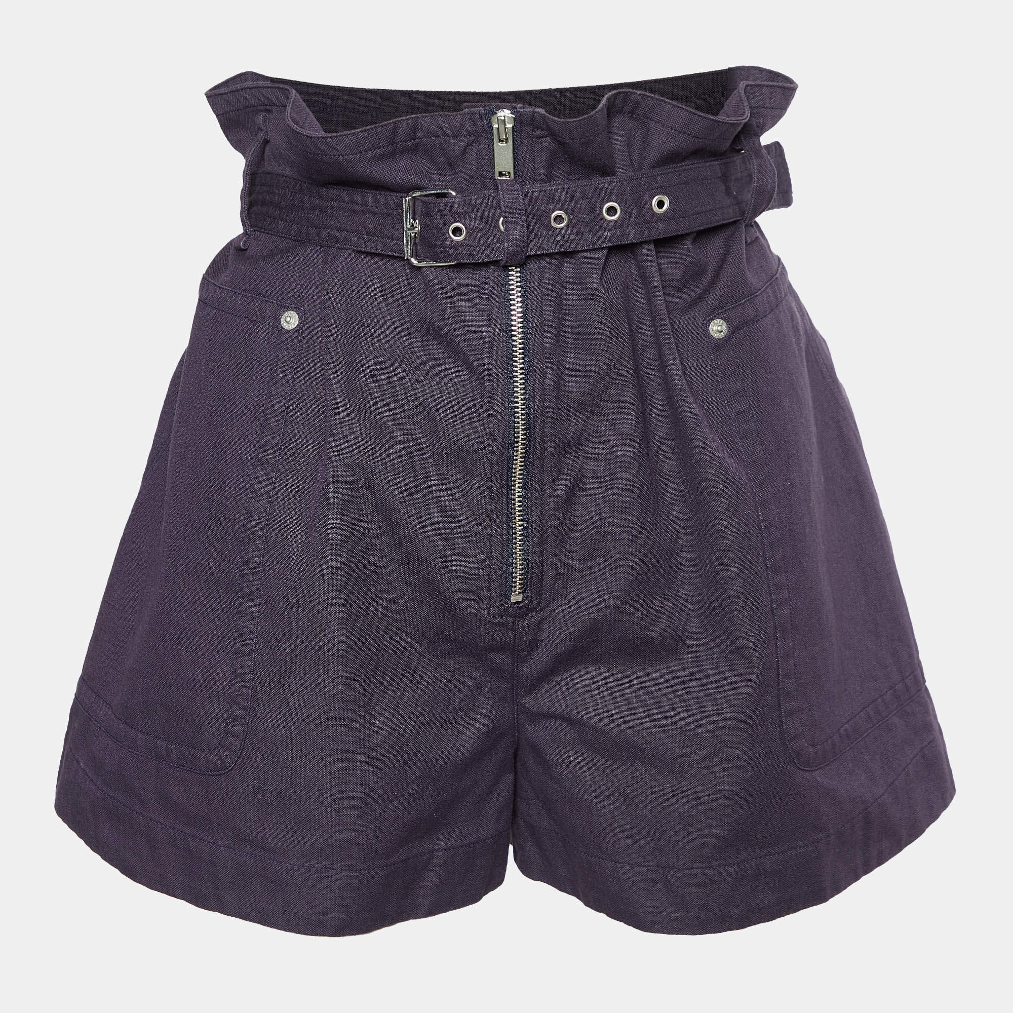 Pre Owned Isabel Marant Etoile Dark Blue Cotton Linen Parana Shorts S