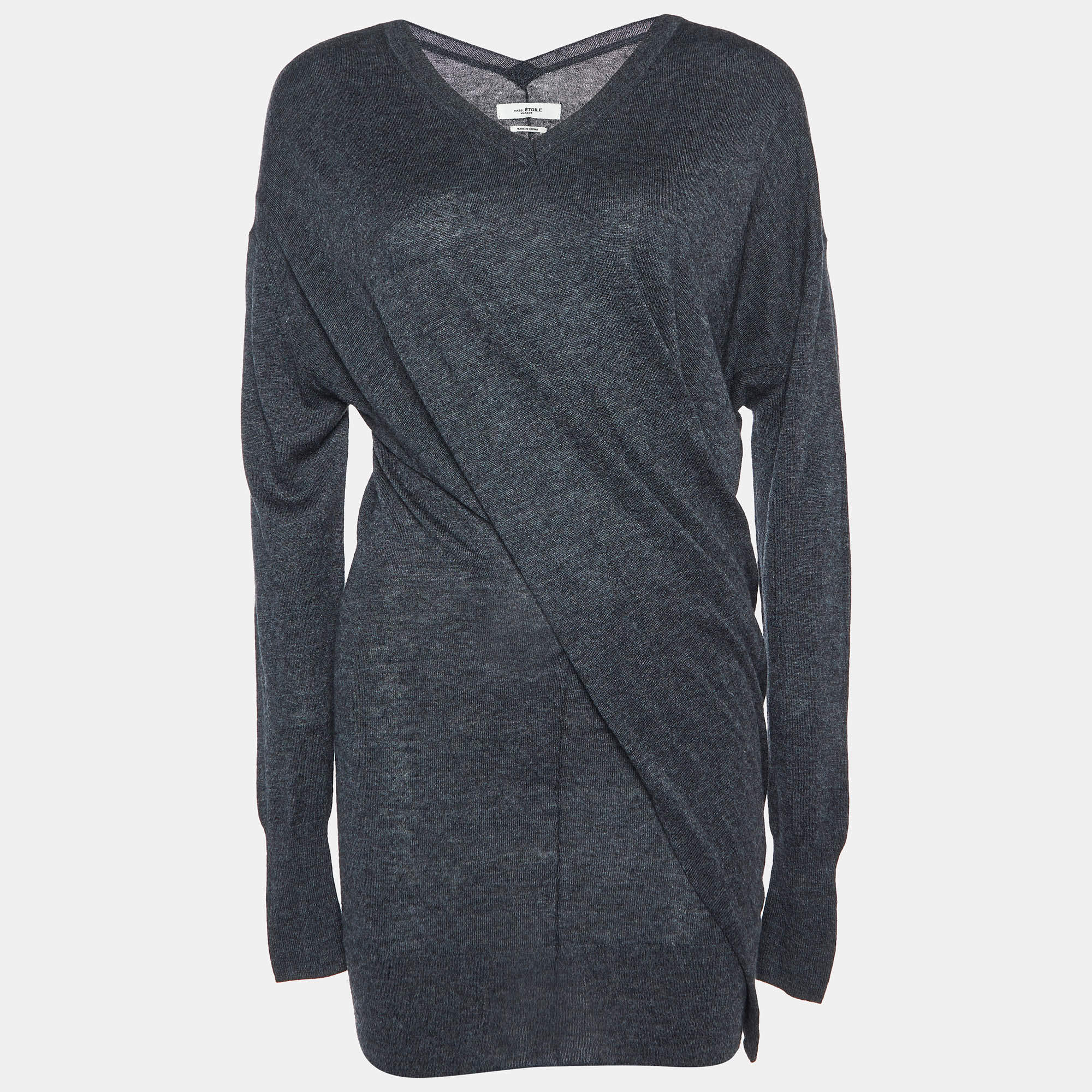 Isabel Marant Etoile Grey Wool Blend Draped Mini Dress XS