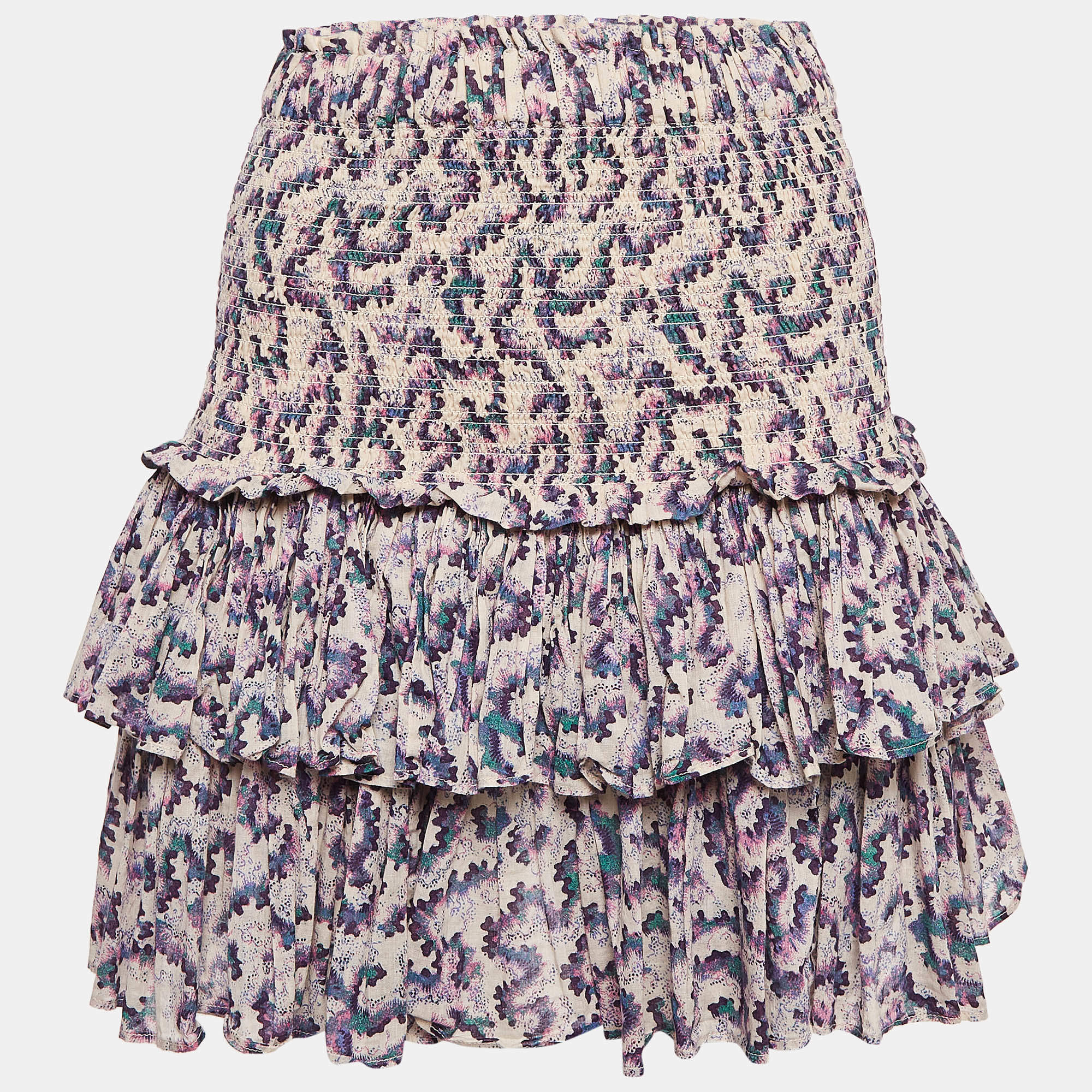 Pre Owned Isabel Marant Etoile Purple Printed Cotton Naomi Mini Skirt M