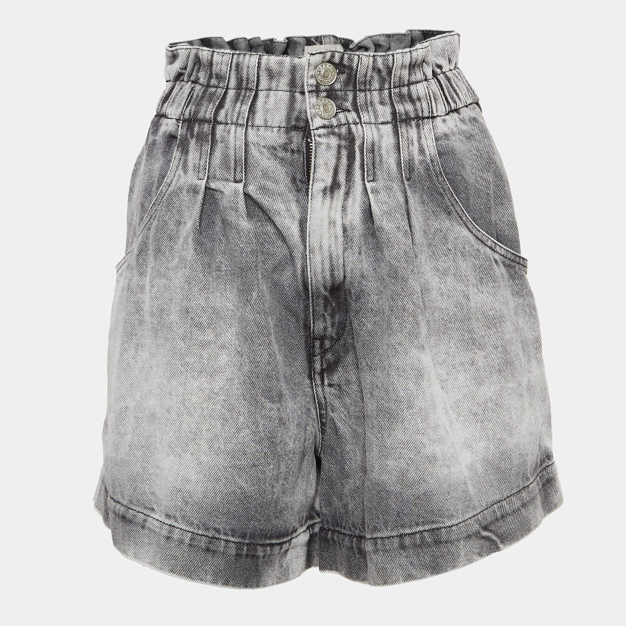 Pre Owned Isabel Marant Etoile Grey Washed Denim Teresa Shorts M