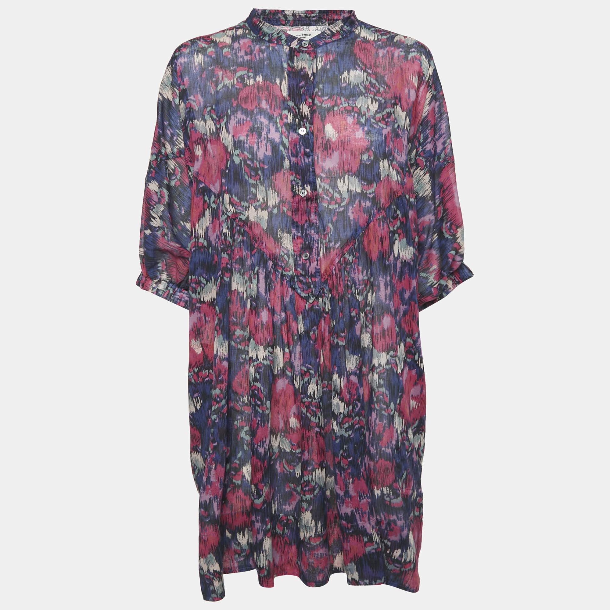 Isabel Marant Etoile Pink/Blue Abstract Print Maze Dress M