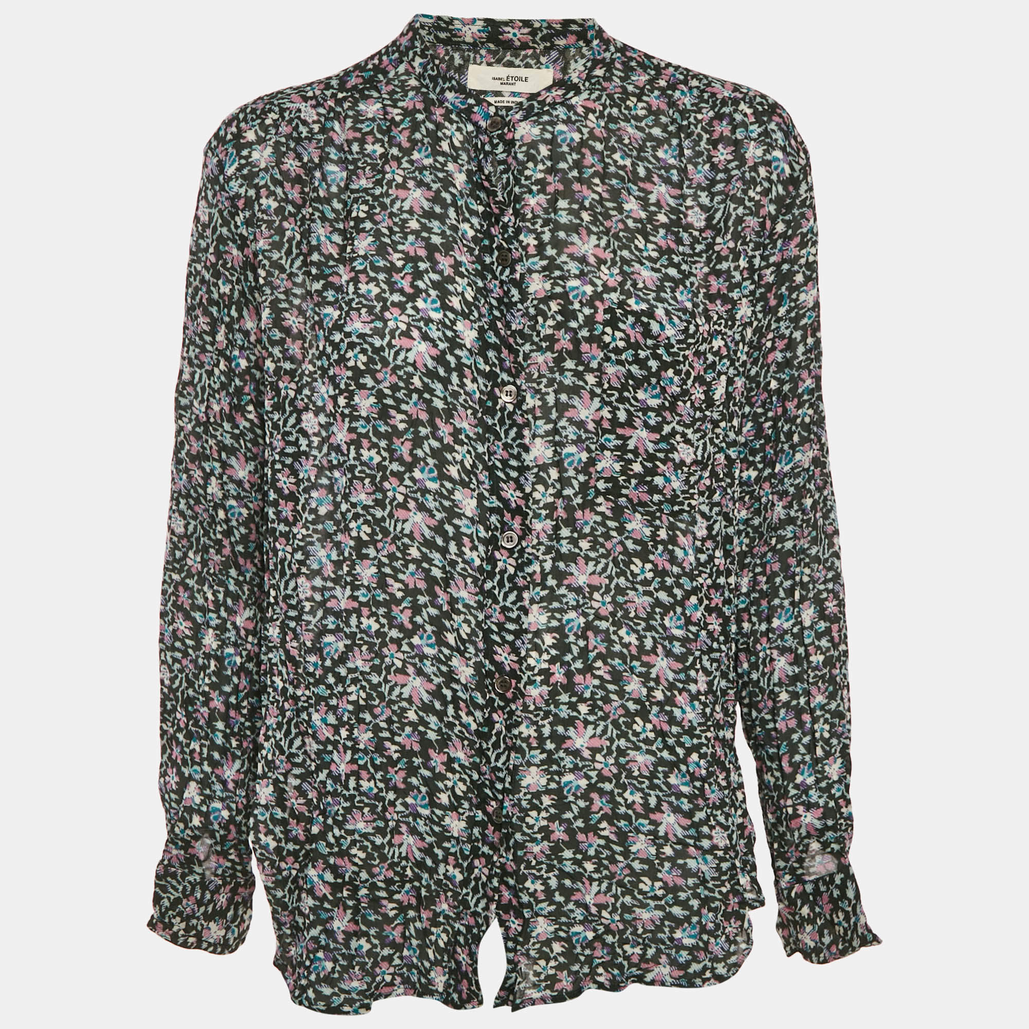 Isabel Marant Etoile Dark Green Printed Crepe Top XL