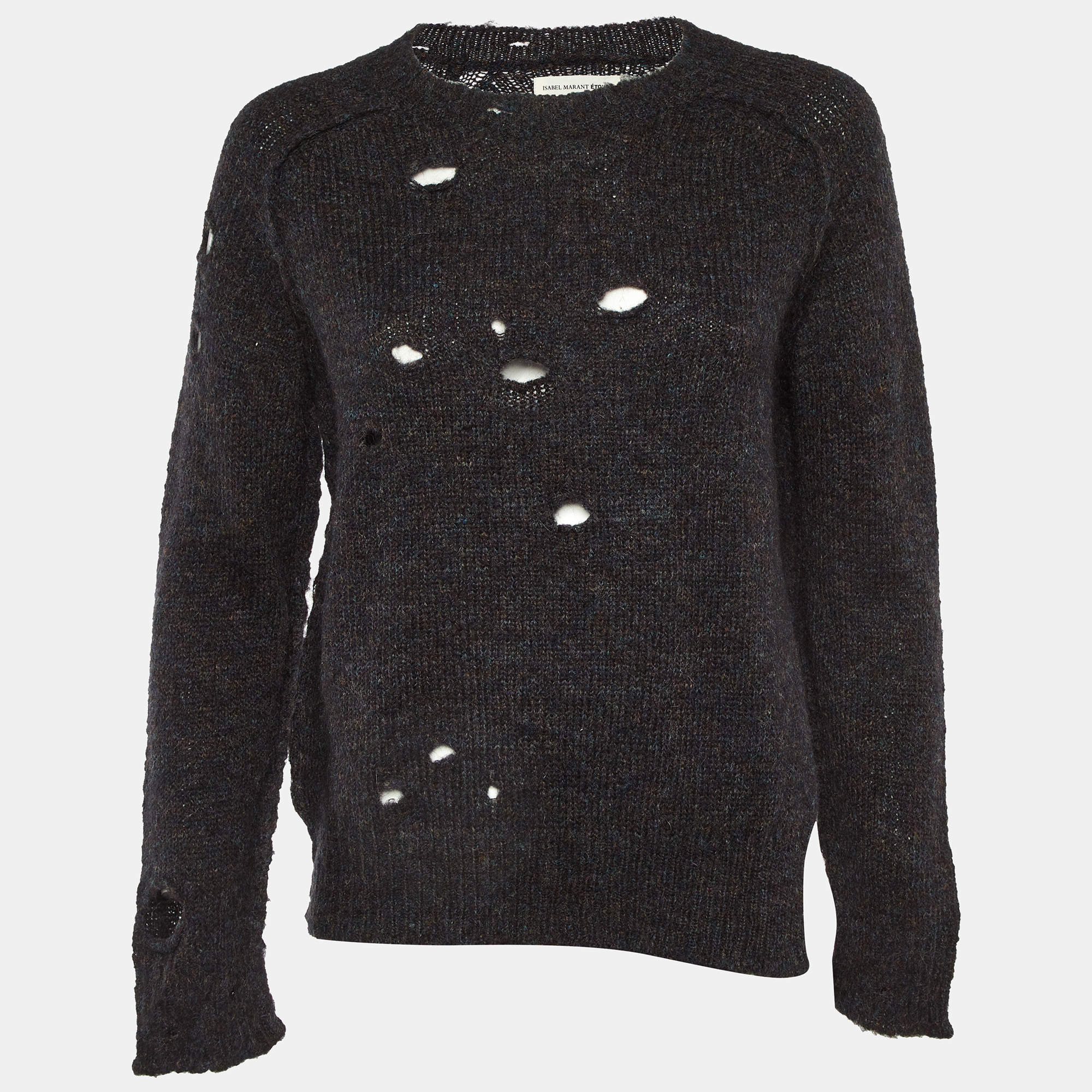 Pre Owned Isabel Marant Etoile Dark Blue Mohair & Wool Distressed Sweater M