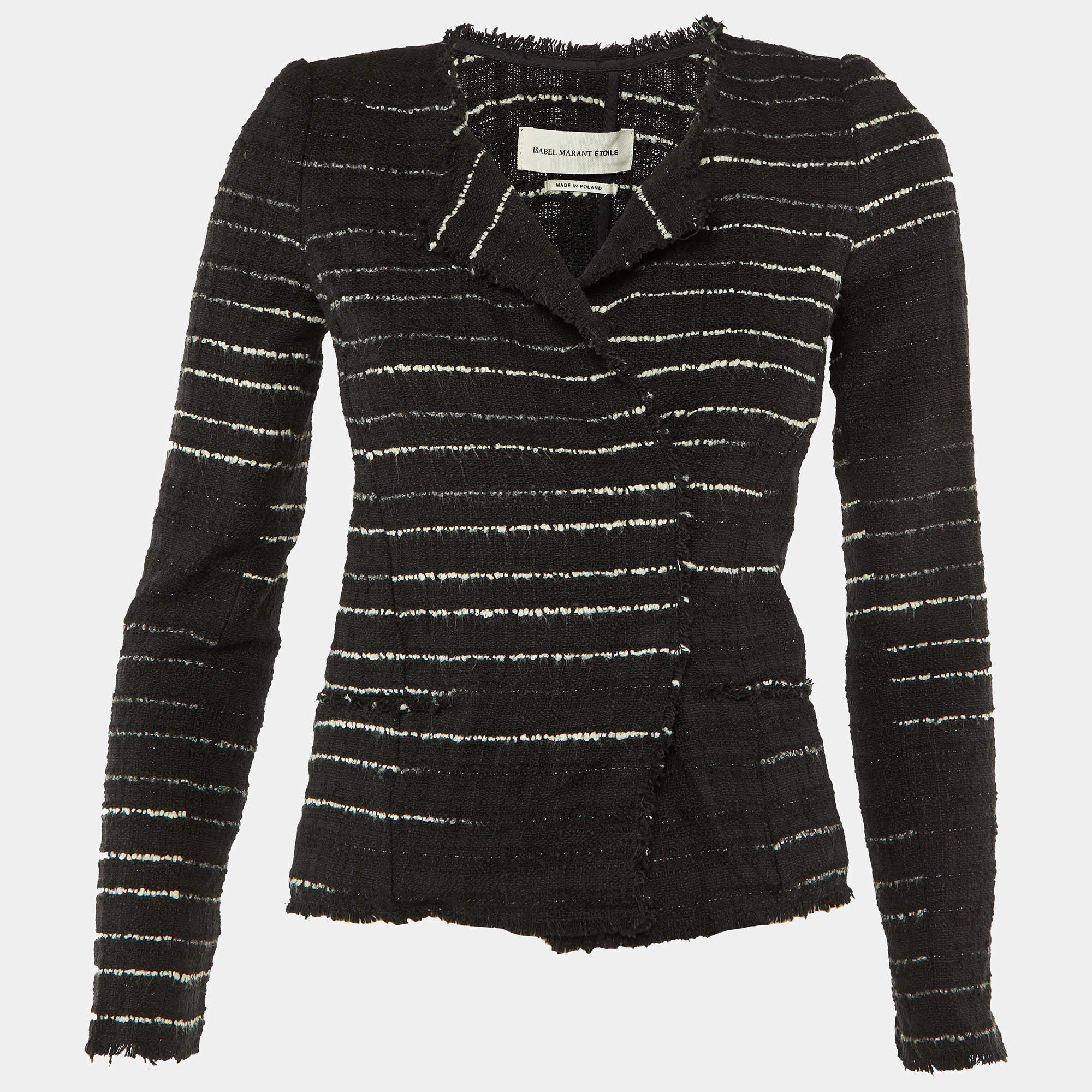 Pre Owned Isabel Marant Etoile Black Striped Cotton Button Front Cardigan S
