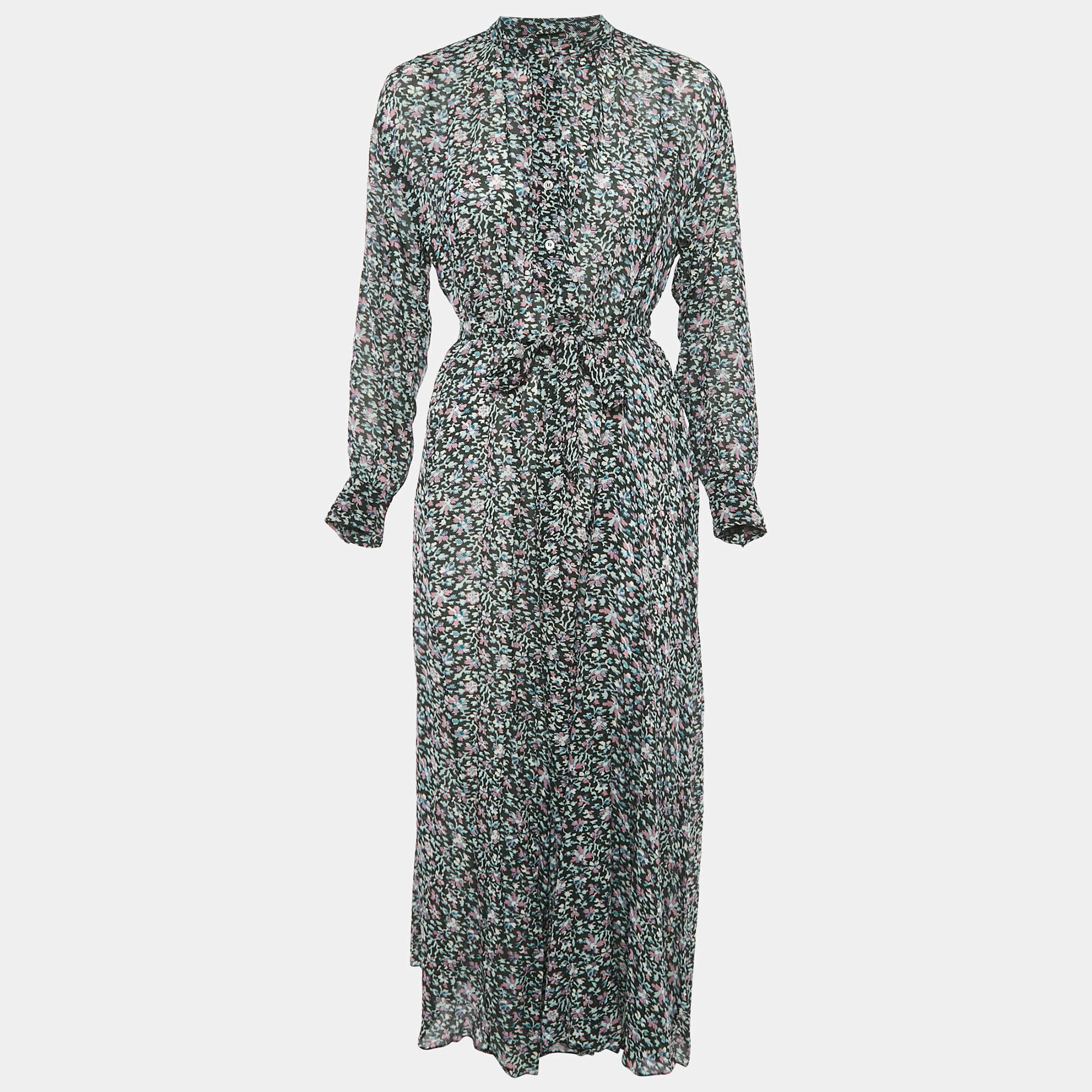 Pre Owned Isabel Marant Étoile Green Printed Crepe Midi Dress