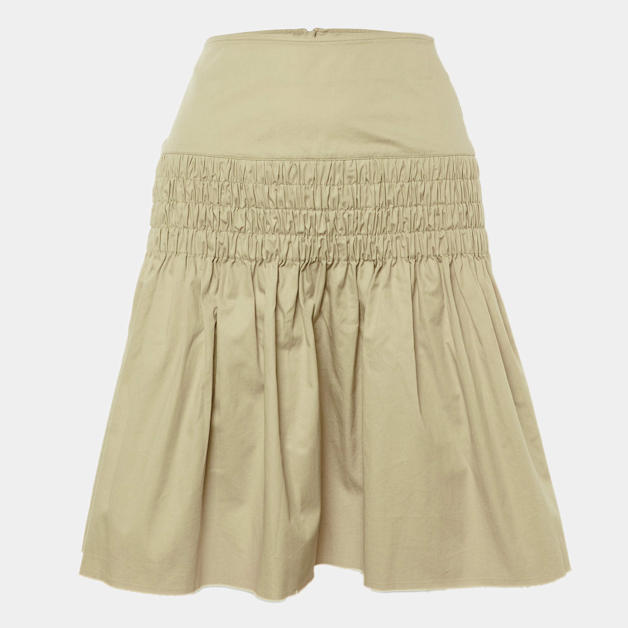 Pre Owned Isabel Marant Étoile Beige Cotton Smocked Skirt S