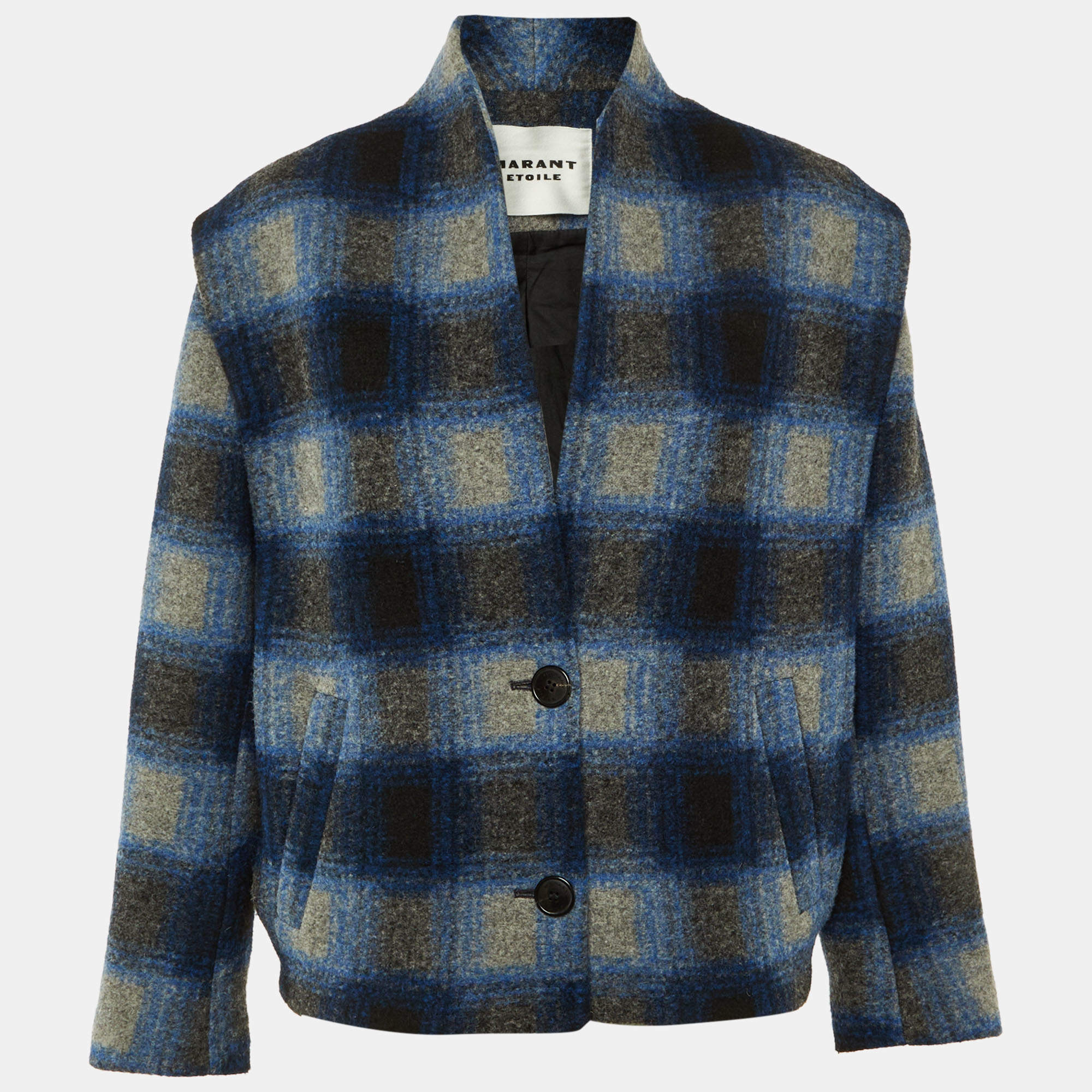 Pre Owned Isabel Marant Etoile Blue Plaid Check Wool Drogo Jacket S